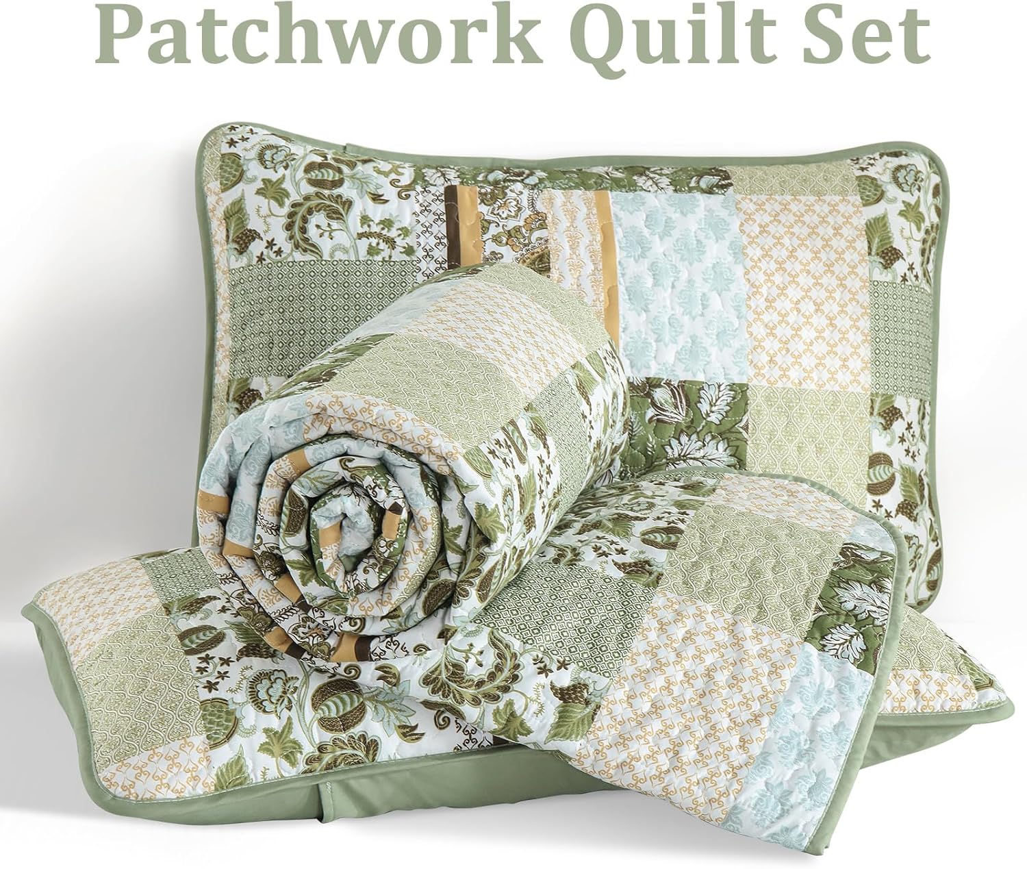 WONGS BEDDING 3-Piece Queen Quilt Set Green Plaid