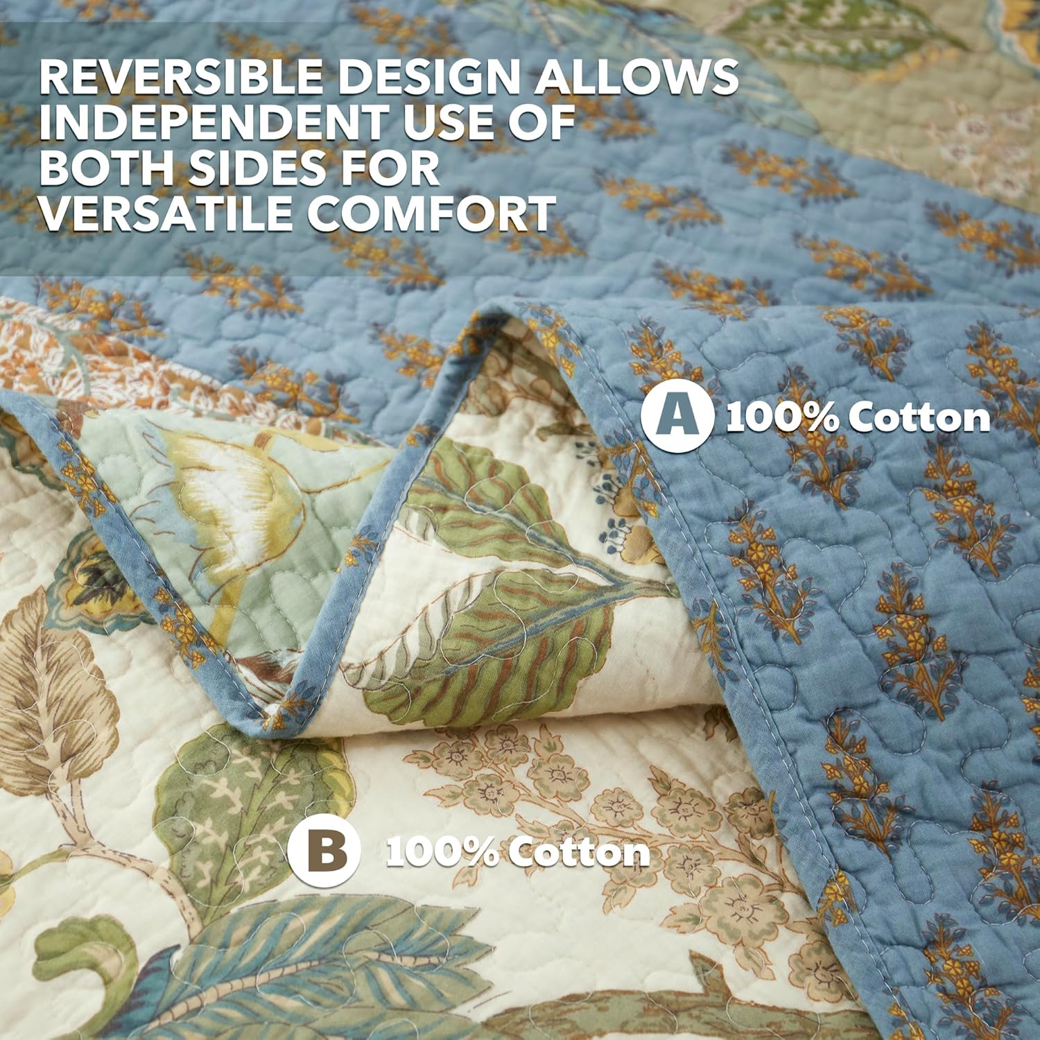 NEWLAKE King Size Quilt Set - 100 Cotton Patchwork Reversible Bedspread
