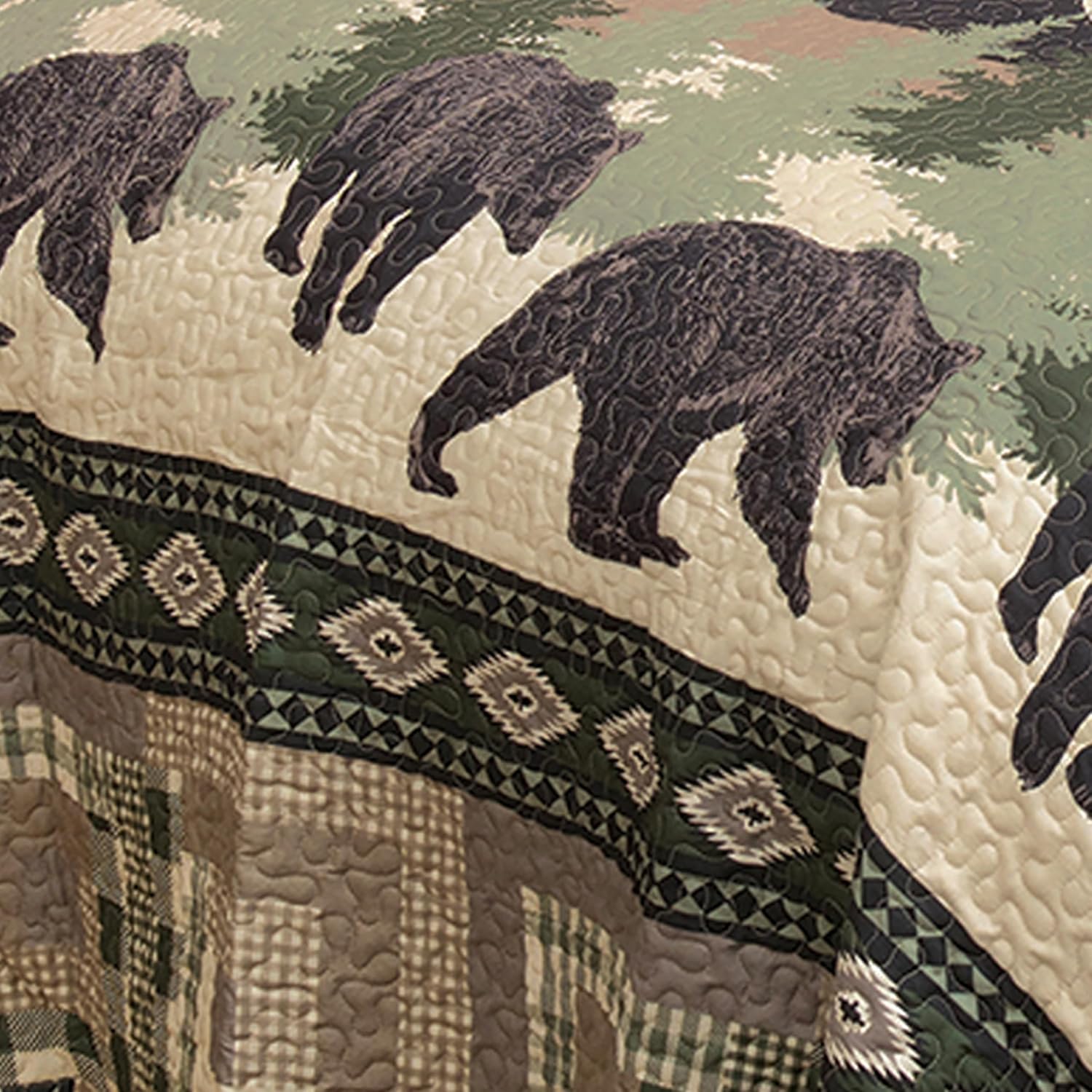 Black Forest Dcor Black Bear Quilt Bed Set Queen