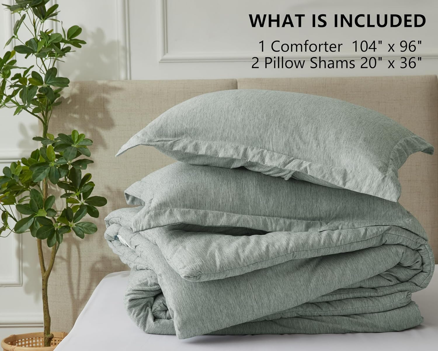 CozyLux California King Comforter Set - 3 Pieces Sage Green 1