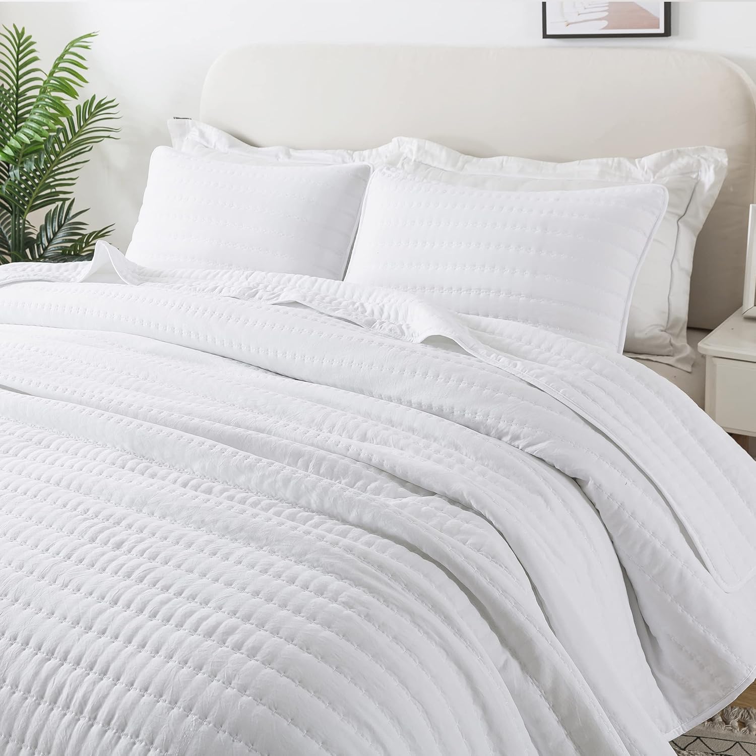 ROARINGWILD Queen Quilt Set 3 Piece 90x90 Microfiber Comforter