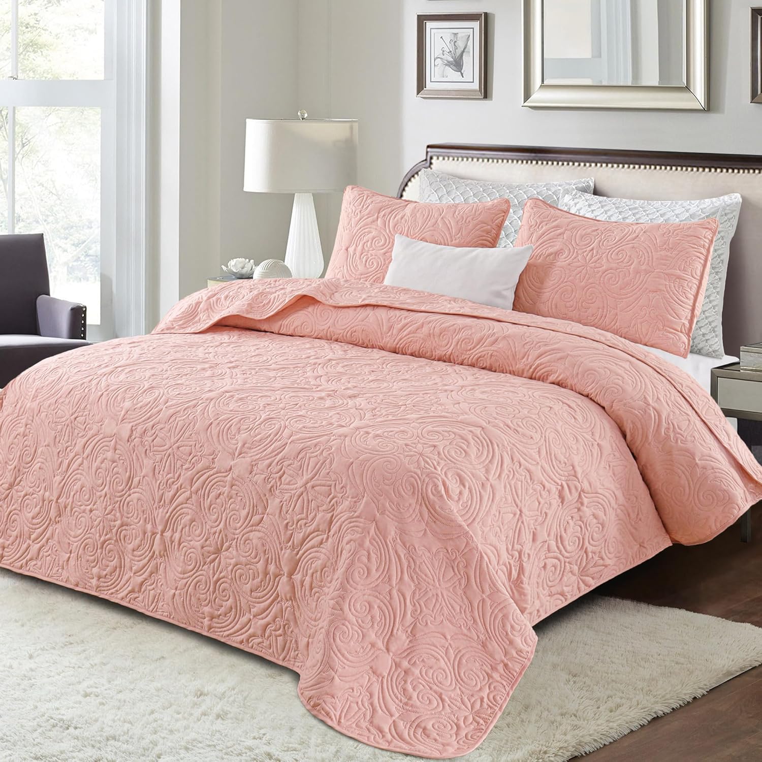 Exclusivo Mezcla King Size Quilt Set - Blush Pink