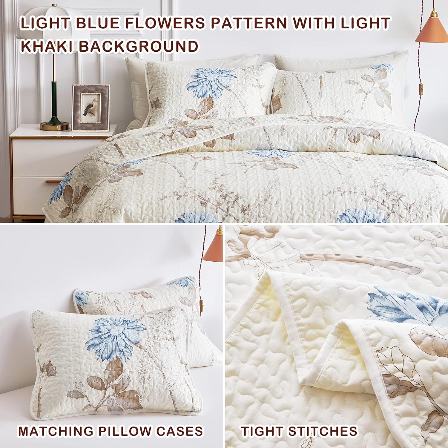 Joyreap 3 Piece Microfiber Quilt Set
