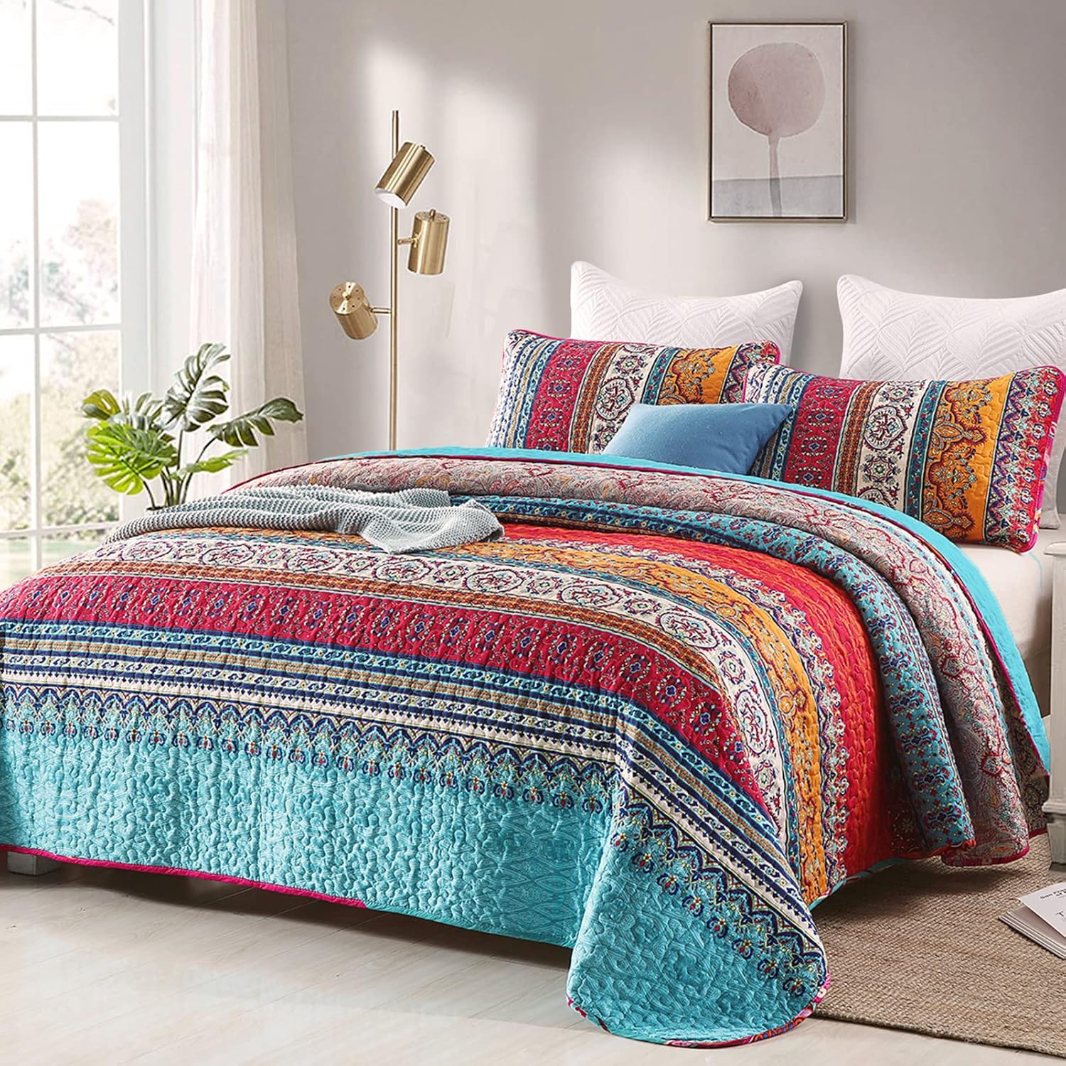 WONGS BEDDING Boho Quilt Set Queen Size