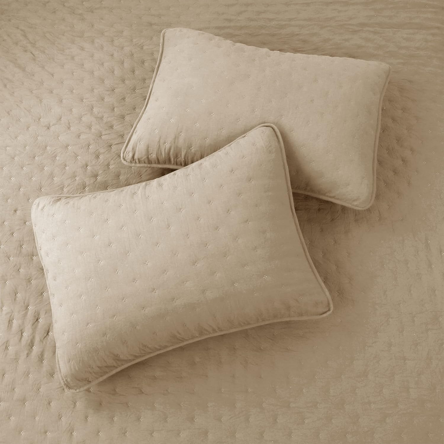 ROARINGWILD Beige King Quilt Set with Pillow Shams 3 Piece