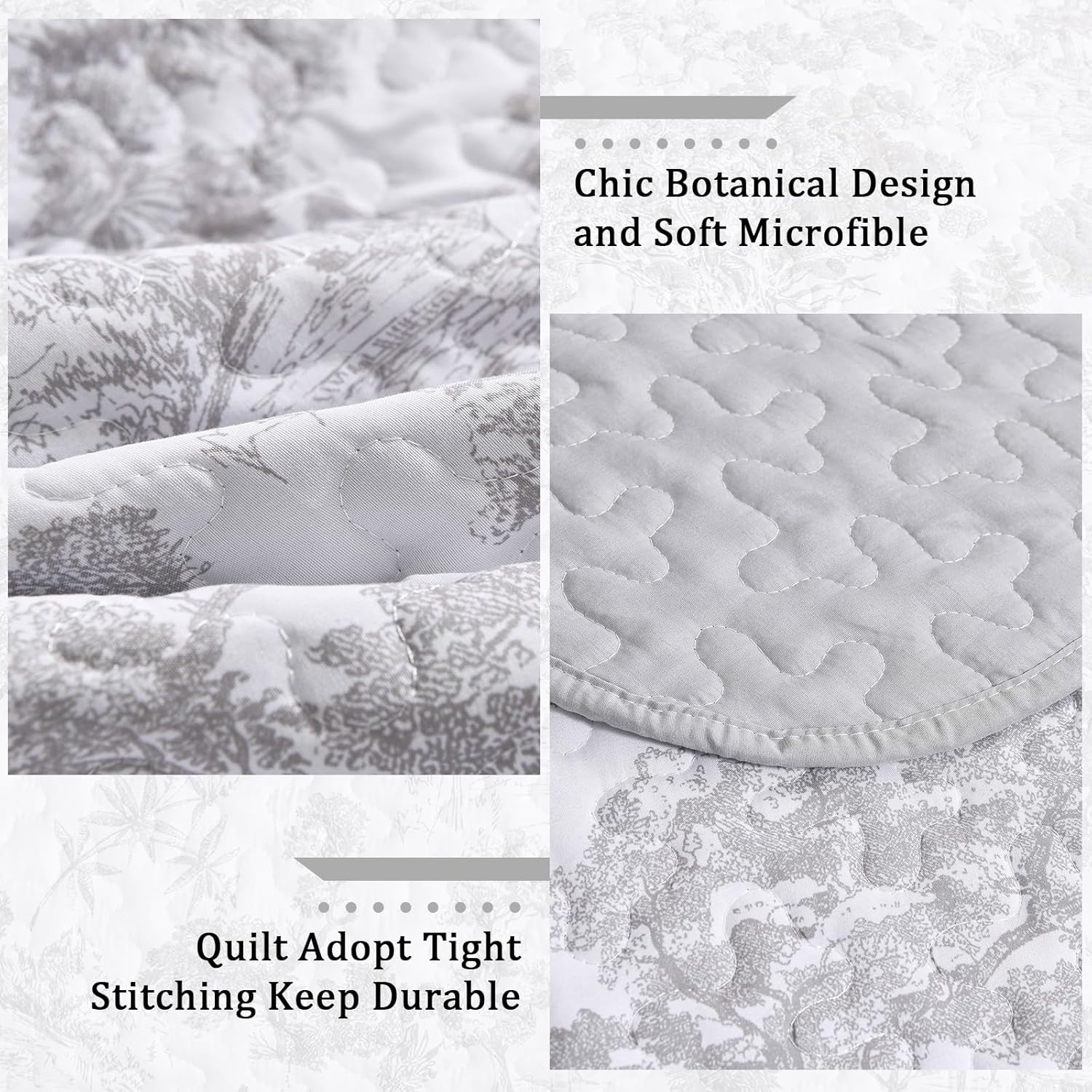 WONGS BEDDING Grey Quilt Set King Size 3-Piece