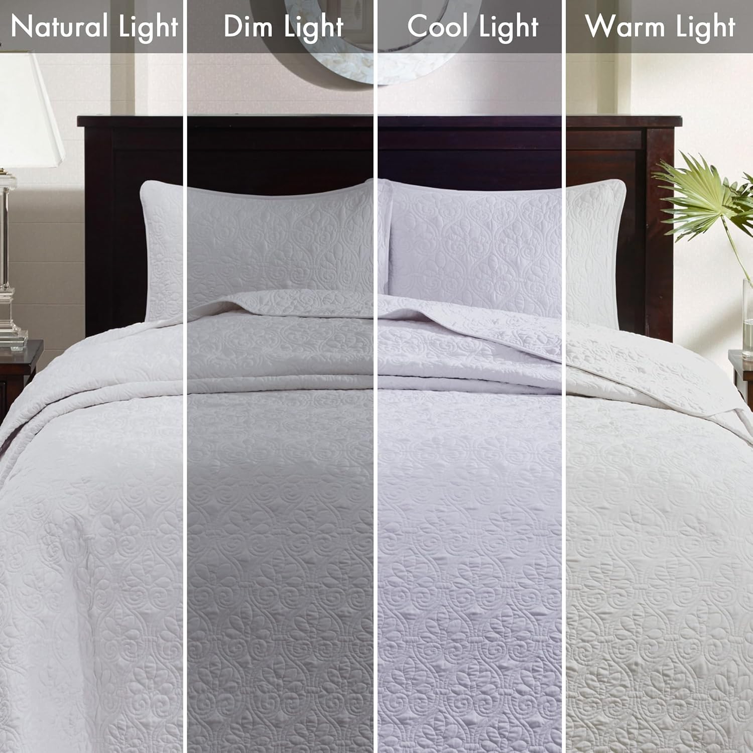 Madison Park Quebec Reversible Quilt Set with Damask Design