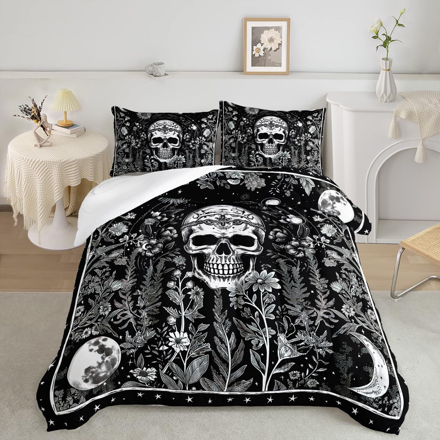 AILONEN Gothic Skull Comforter Set Queen Size 1