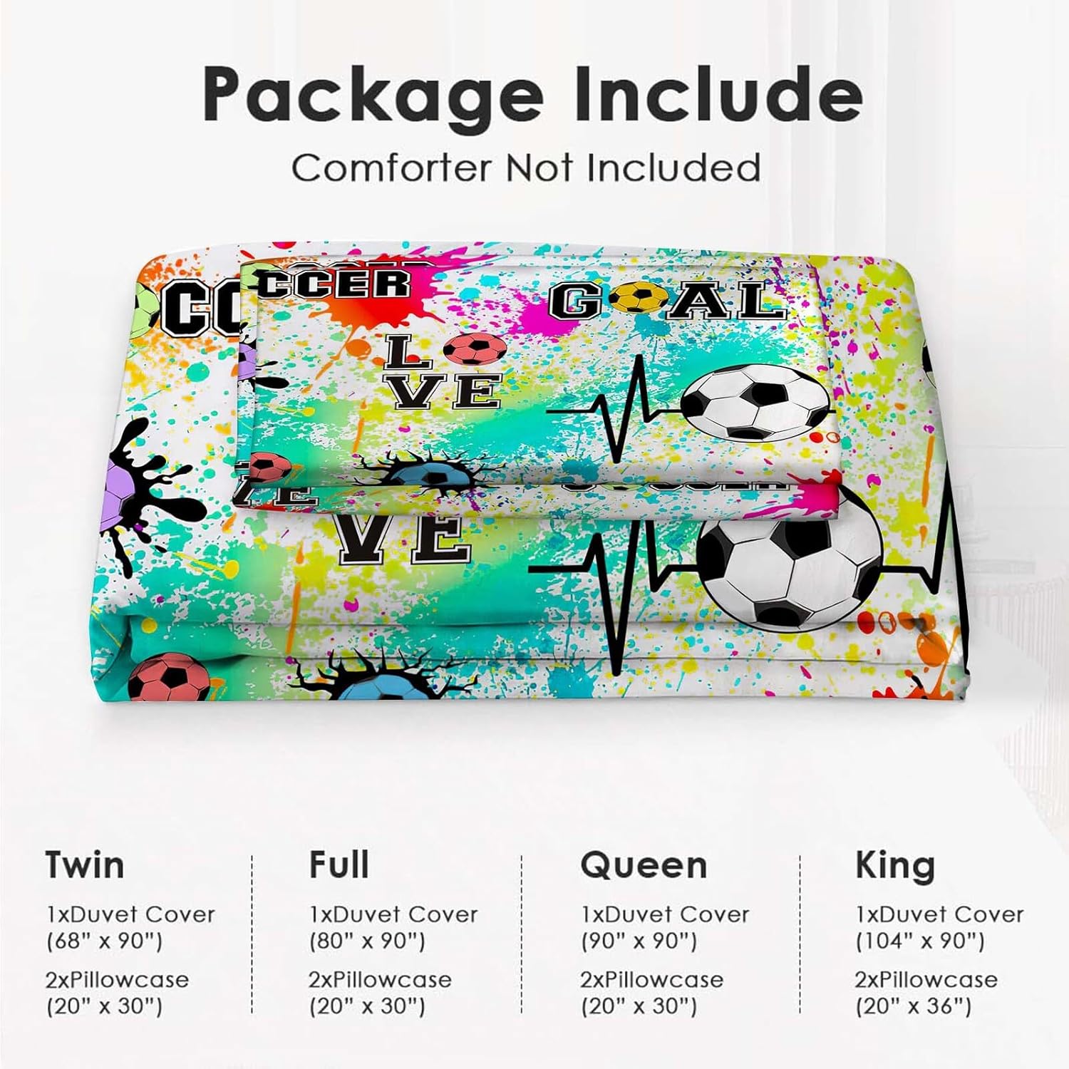 Fuzawet Soccer Comforter Set 3 Pieces Twin Bedding for All Ages