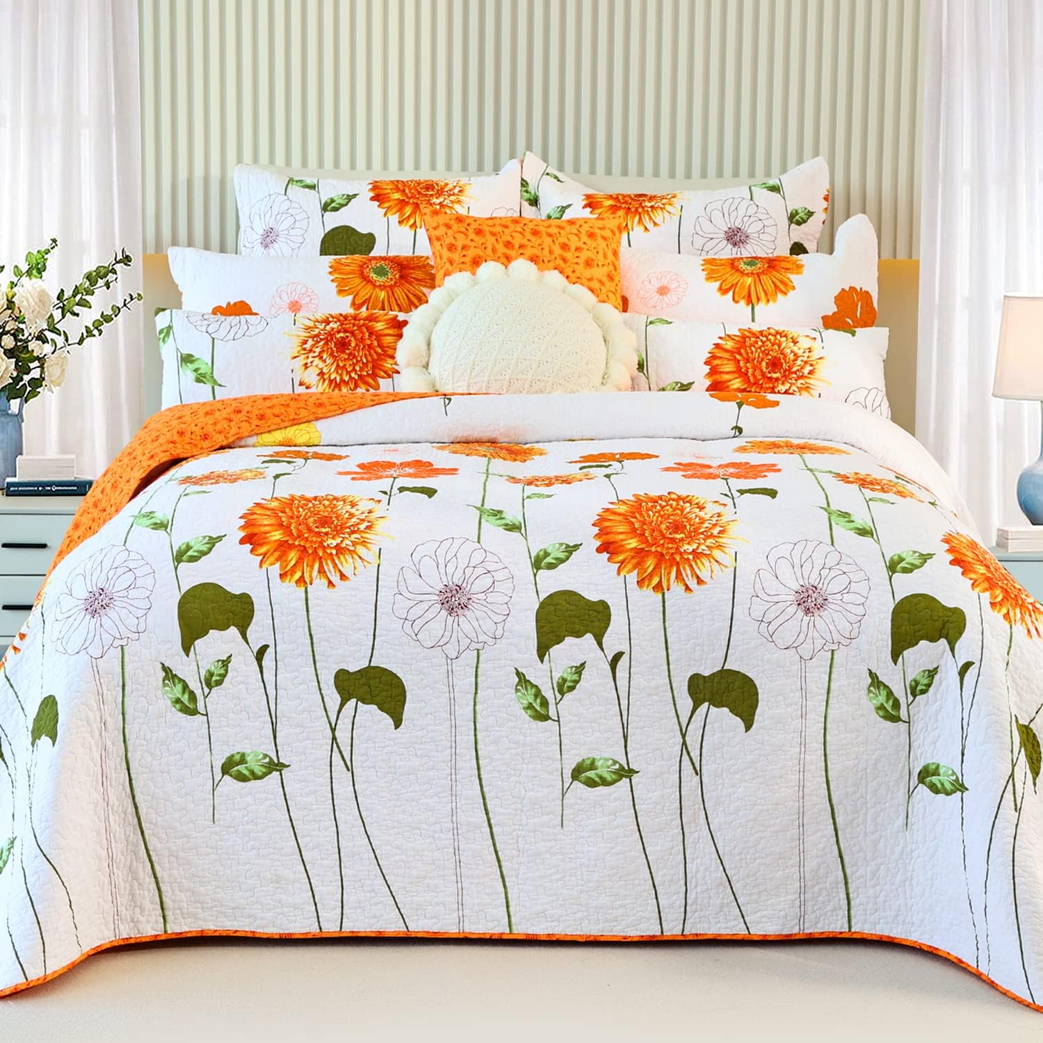 EVENHUG 100 Cotton Queen Quilt Set with Pillow Shams