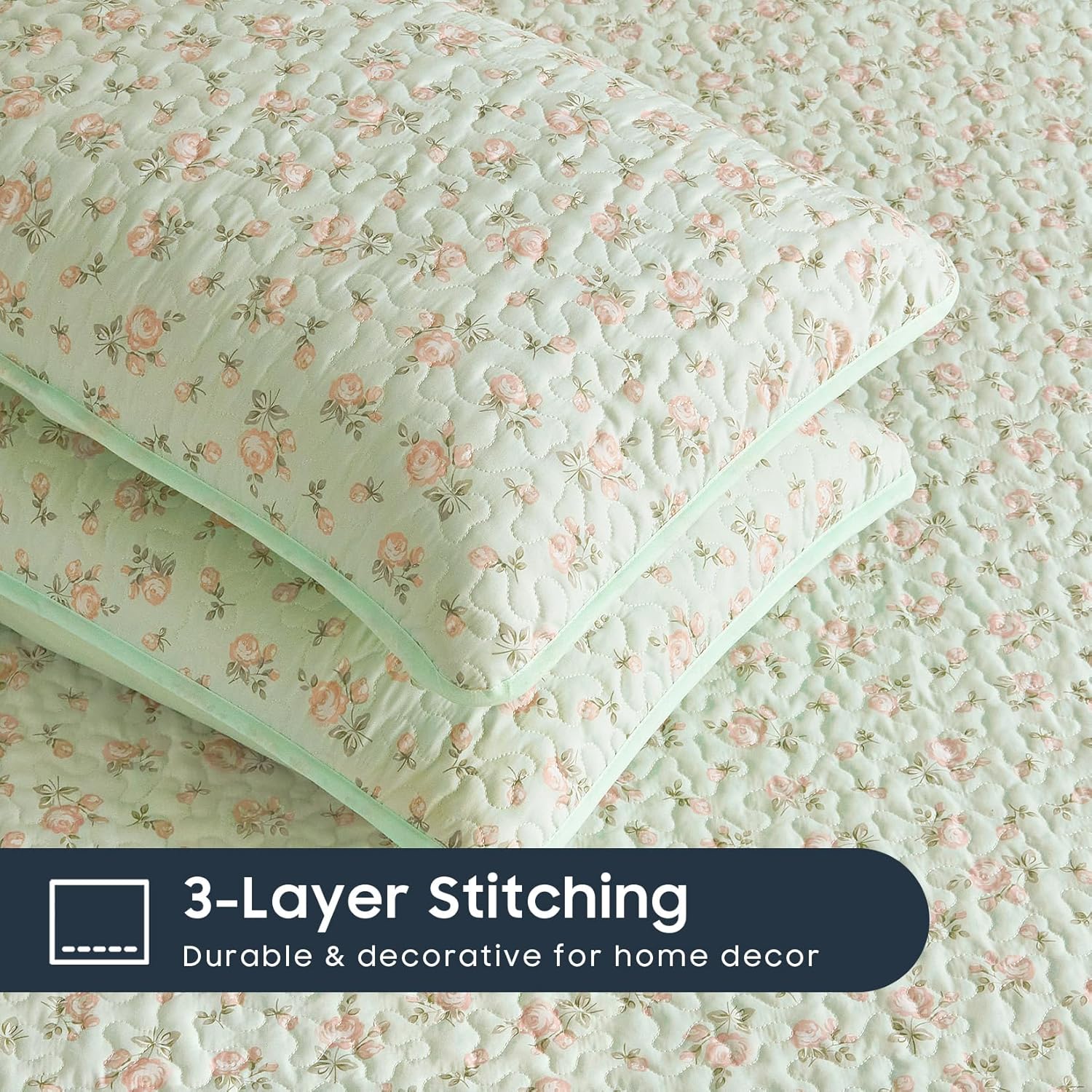 Wake In Cloud Floral Quilt Set 3-Piece QueenFull