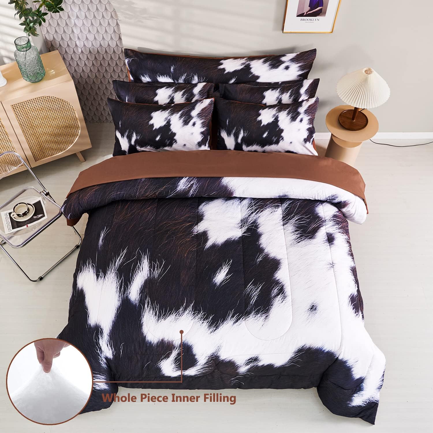 SUCSES Cow Print Comforter Set Queen Size 8Pcs
