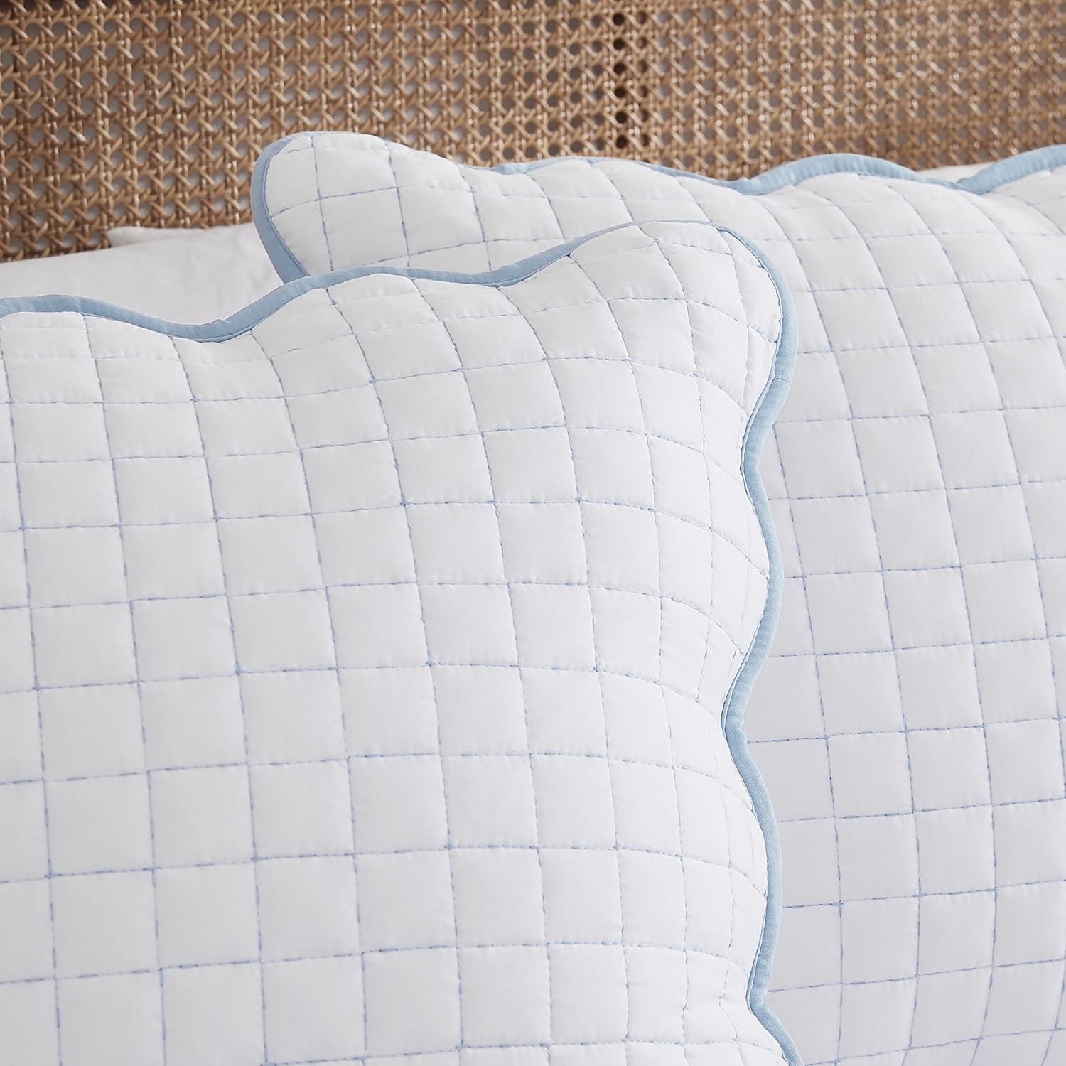 WDCOZY King Size Quilt Bedding Set with Blue Edge