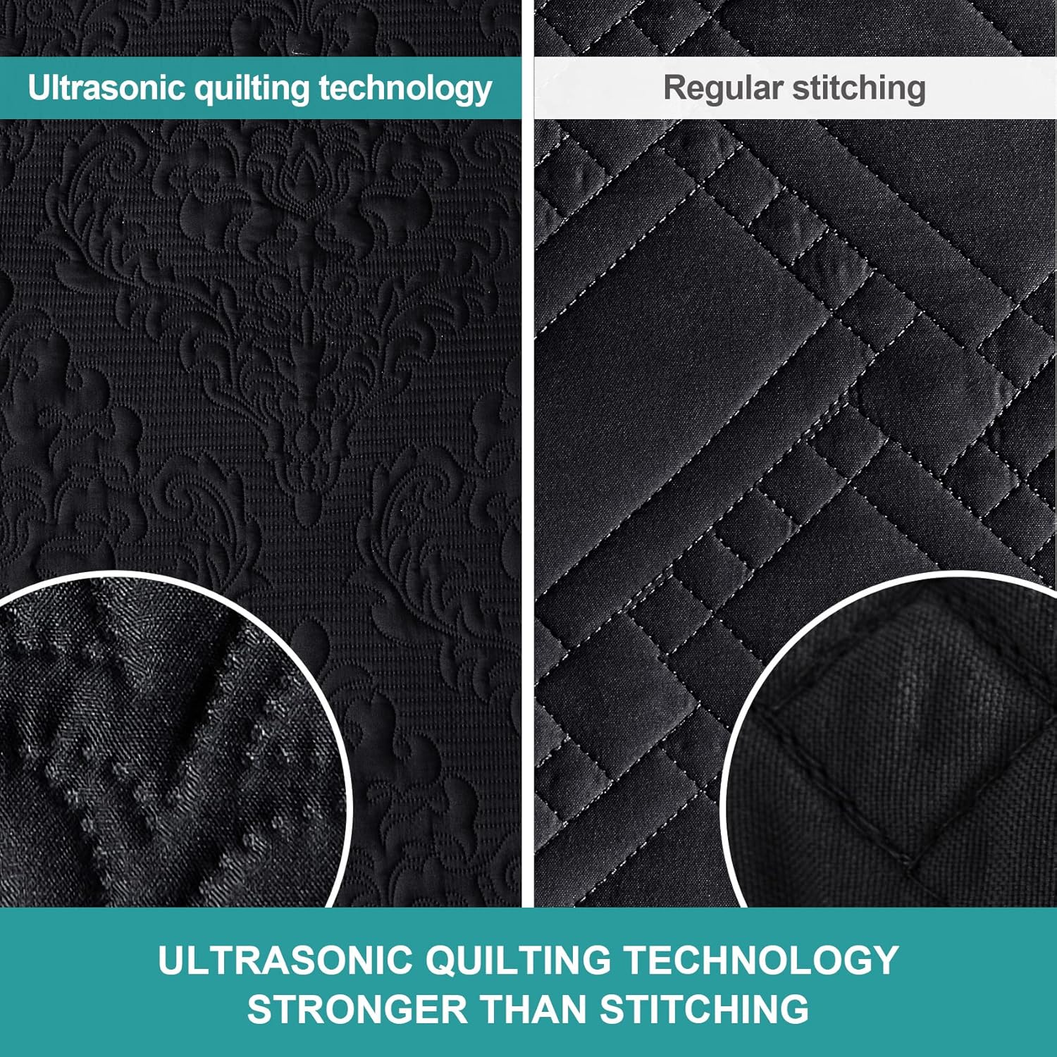 Hansleep Black Quilt Queen Set - 3 Piece Damask Ultra Soft Coverlet Bedding