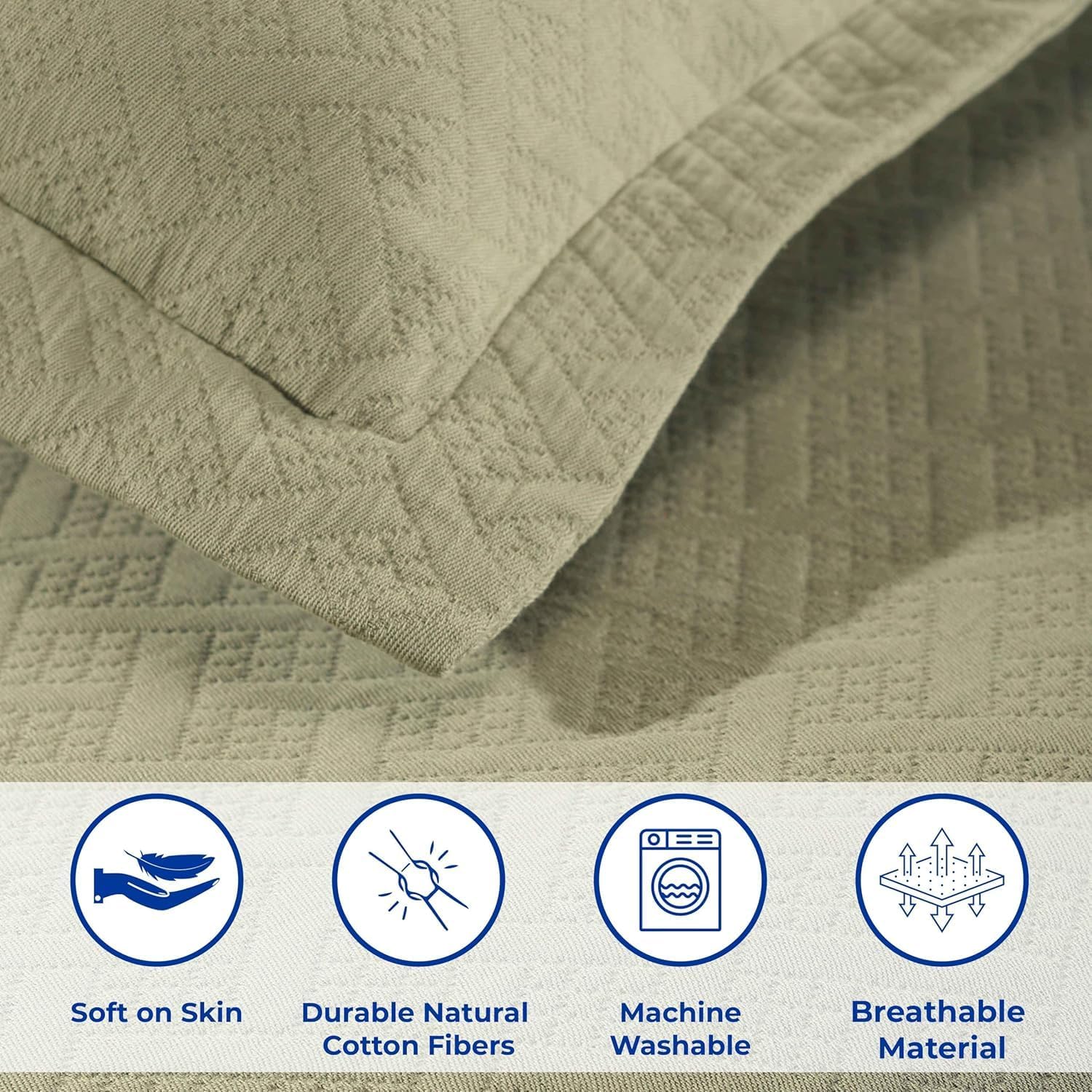 Superior 100 Cotton Basket Weave Bedspread Set