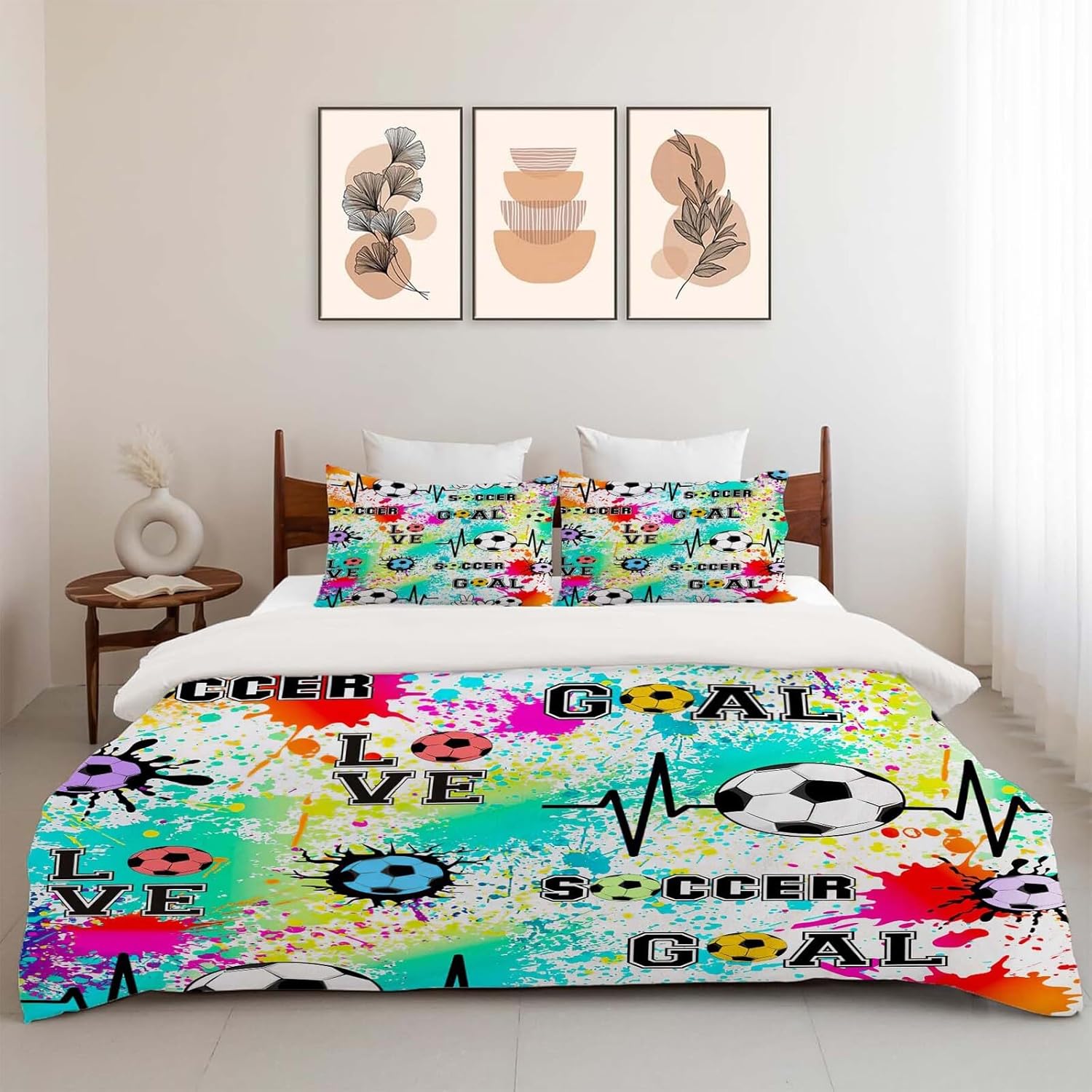 Fuzawet Soccer Comforter Set 3 Pieces Twin Bedding for All Ages