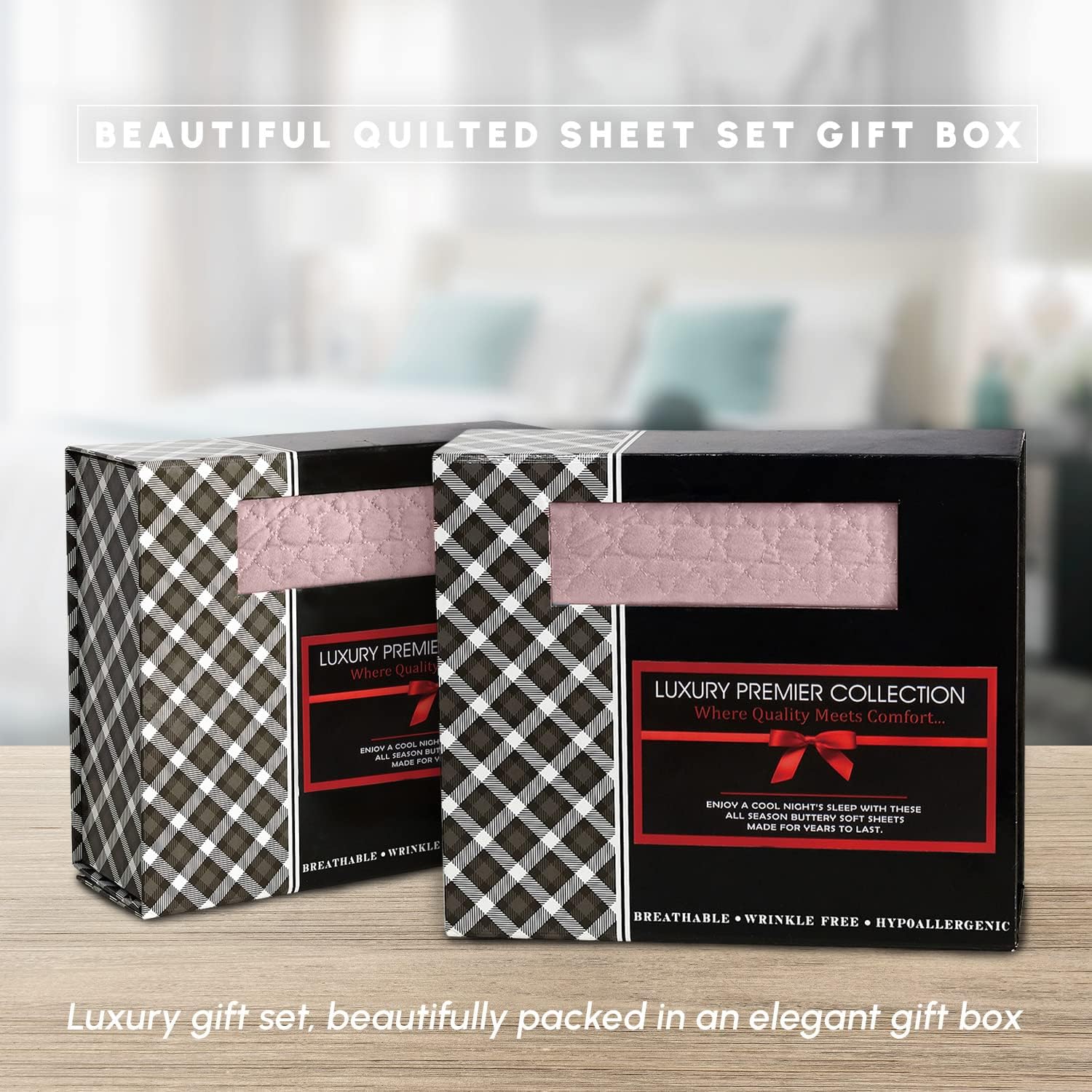 Elegant Comfort 4-Piece Quilted Bed Sheet Set - Dusty Rose
