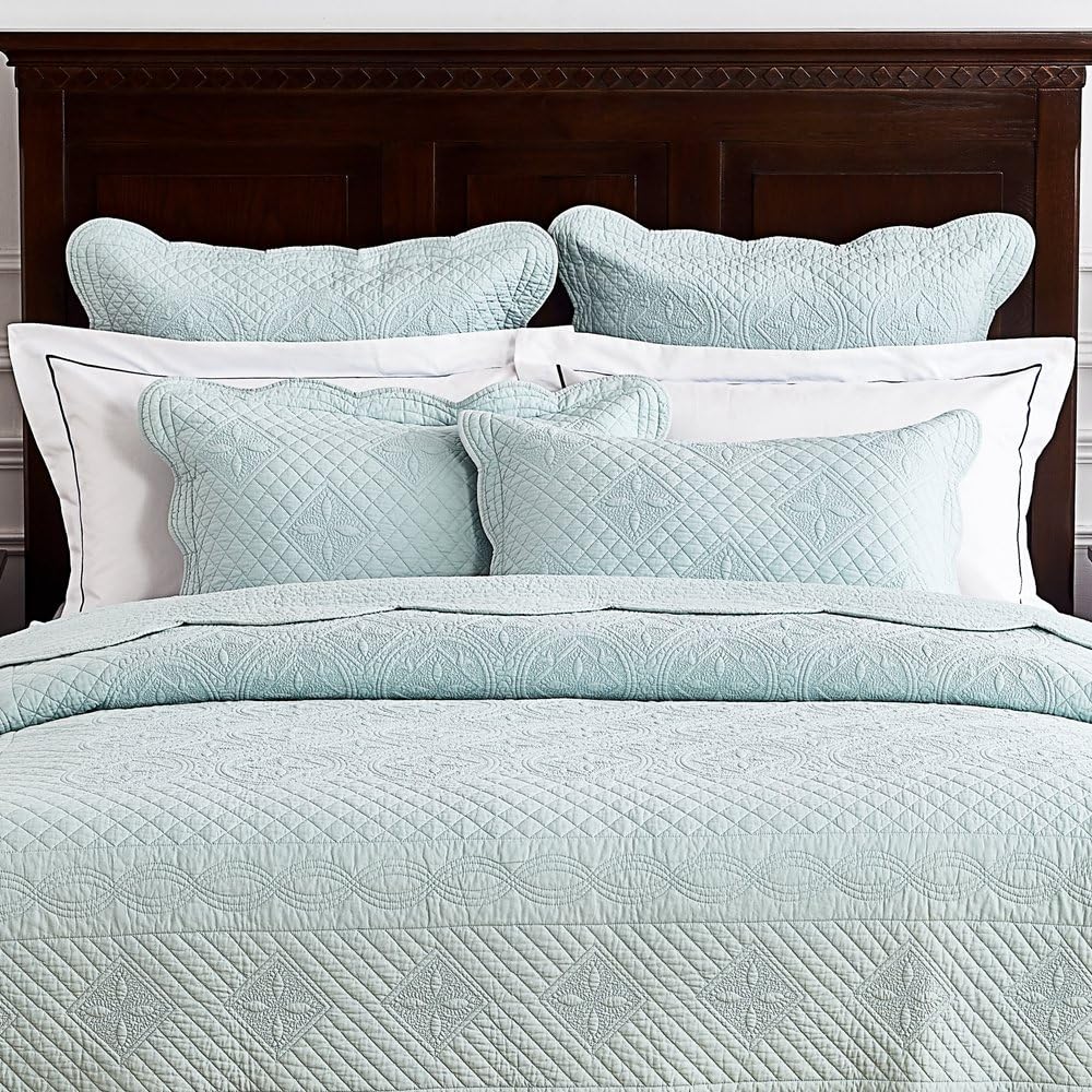 Calla Angel Sage Garden Luxury Quilt Pillow Sham Euro 26x26 Light Aqua 1