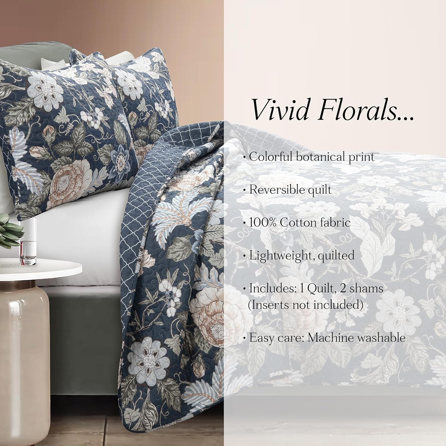Lush Decor Sydney Reversible Cotton Quilt Set King 1