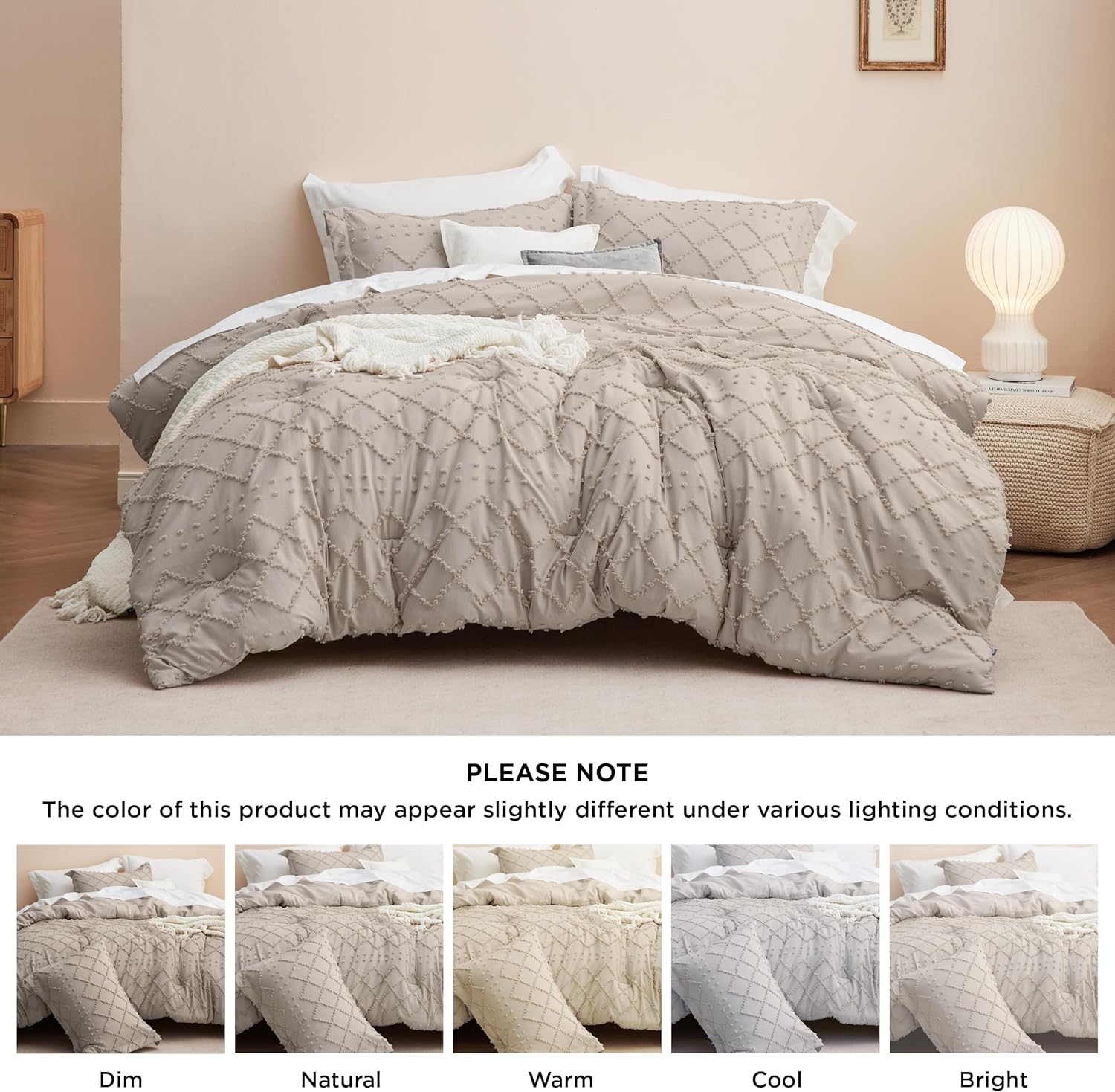 Bedsure King Comforter Set - Boho Tufted Shabby Chic Bedding for Kids