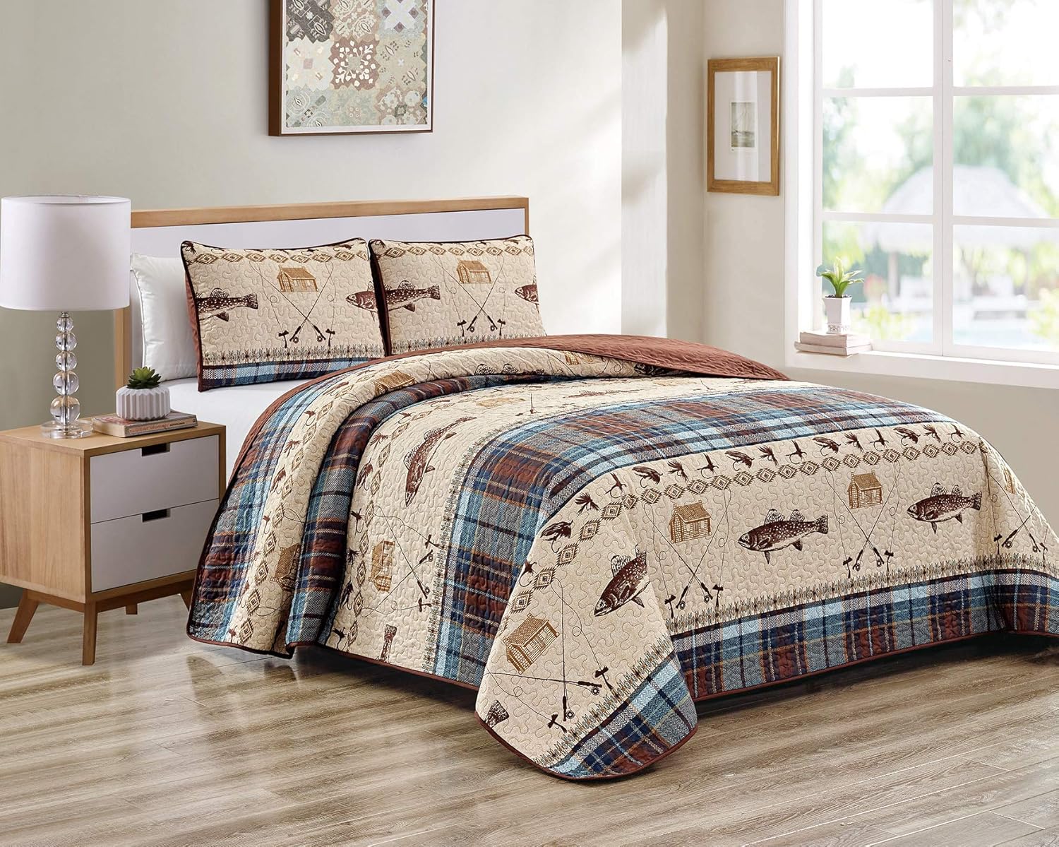 River Lodge Fly Fishing Bedspread Set