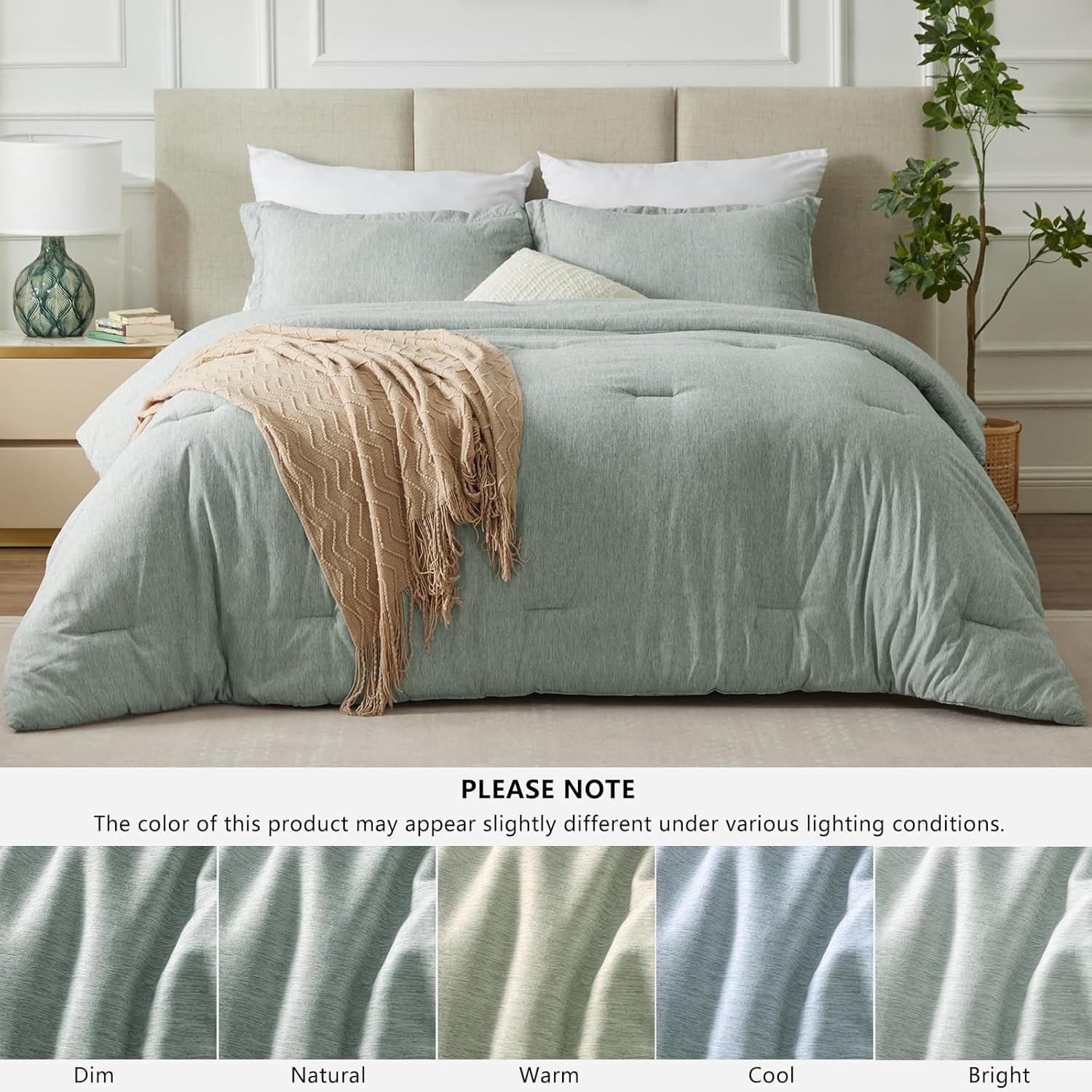 CozyLux California King Comforter Set - 3 Pieces Sage Green 1