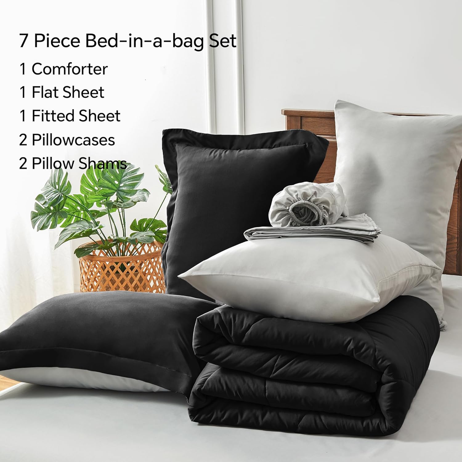 BEDELITE Queen Comforter Set 7 Piece Bed In A Bag