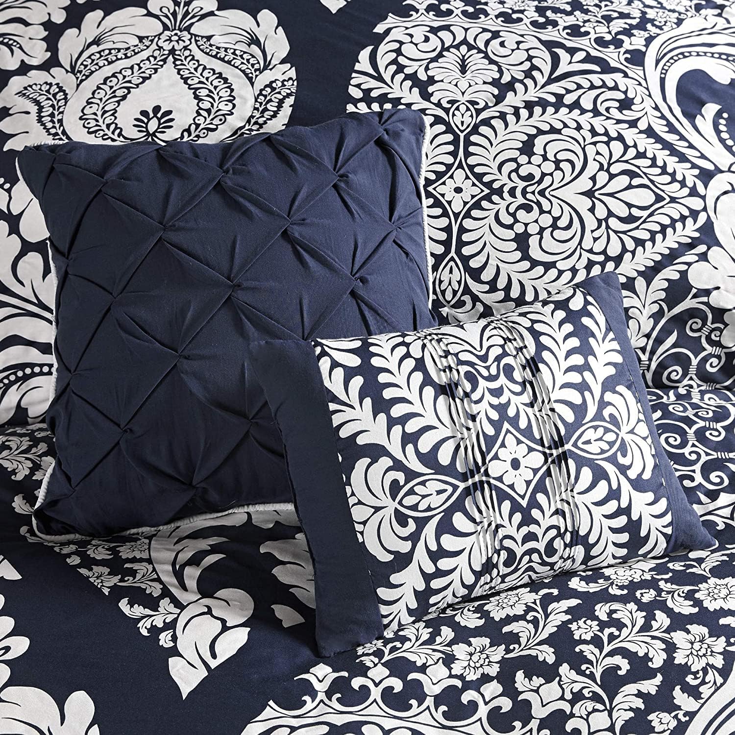 Madison Park Vienna Sateen Cotton Comforter Set Indigo 7 Piece