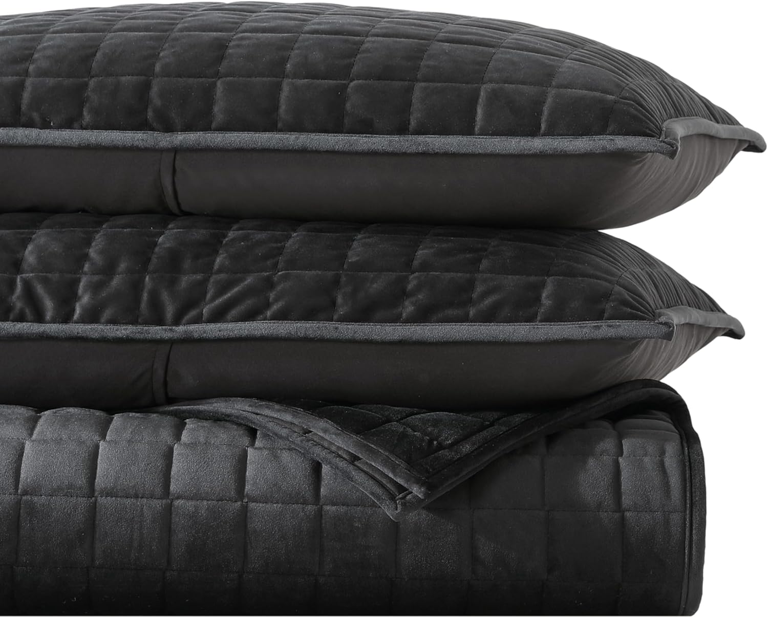Vera Wang King Quilt Set with Shams - Diamond Black