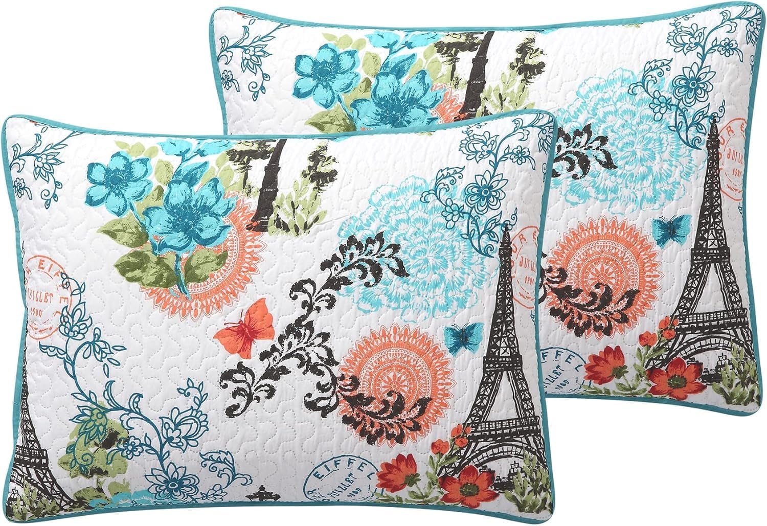 VCNY Home 3-Piece Quilt Set Reversible Eiffel Blue Full Queen