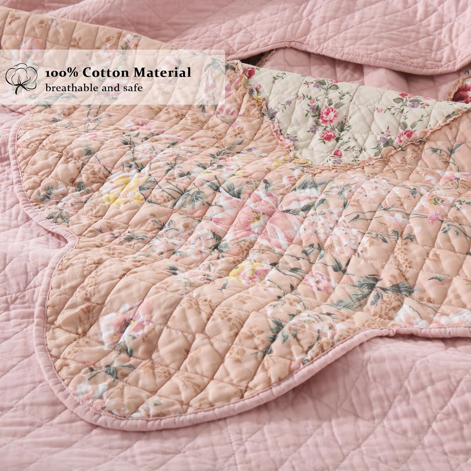 Yvooxny Queen Size Patchwork Floral Quilt Set