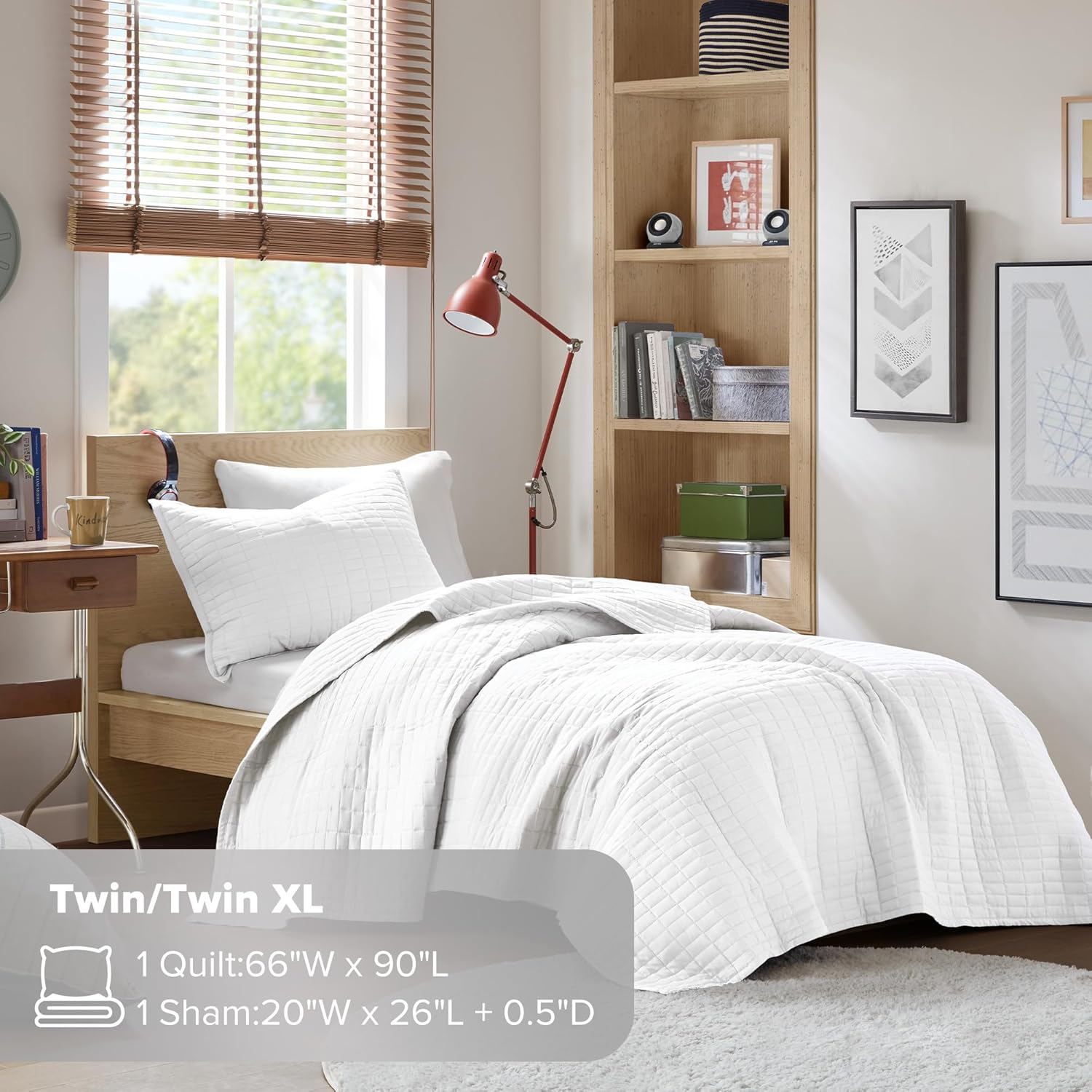 Comfort Spaces Kienna Quilt Set - White Double Sided Lightweight Soft All Season