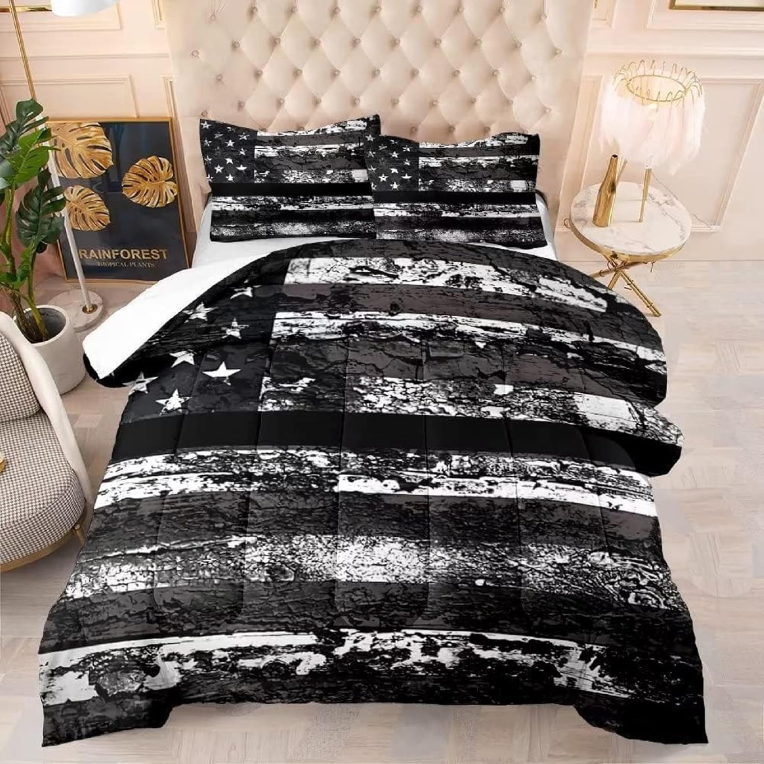 kxry USA Flag Comforter Set for Kids