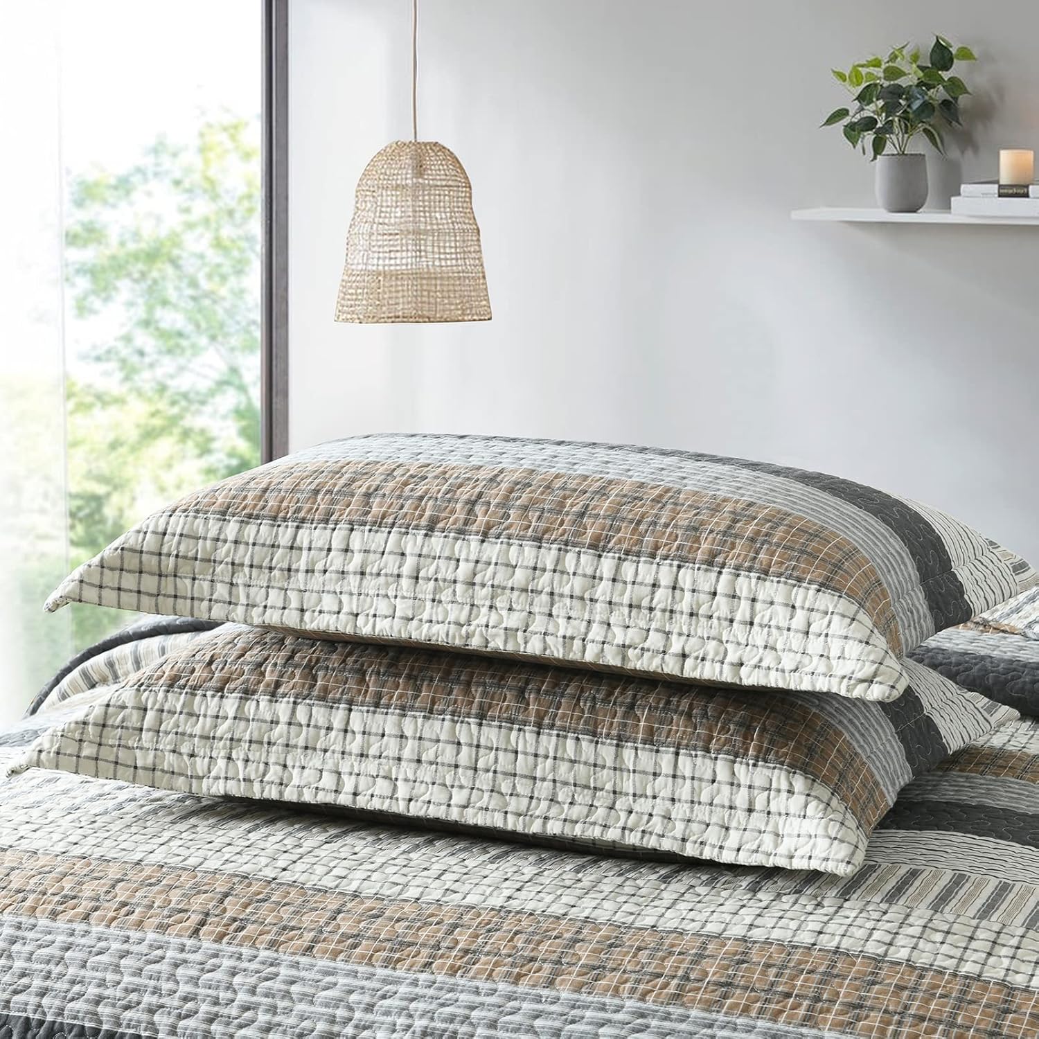 PANGUSHAN 100 Cotton King Quilt Set 3 Pieces