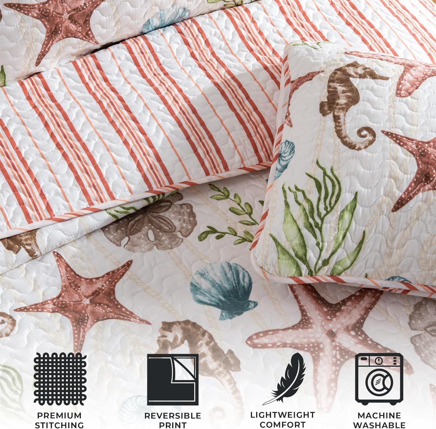 Great Bay Home Full Queen Coastal Quilt Bedding Set 1