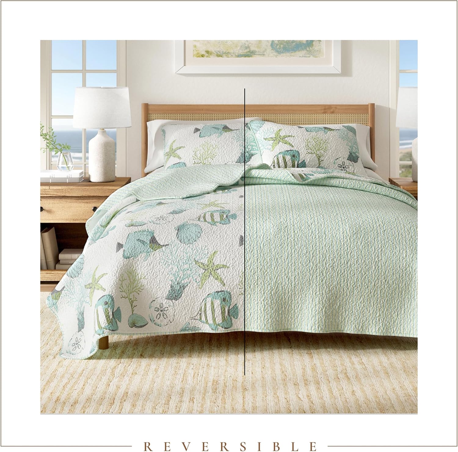 Great Bay Home Full Queen Coastal Quilt Set