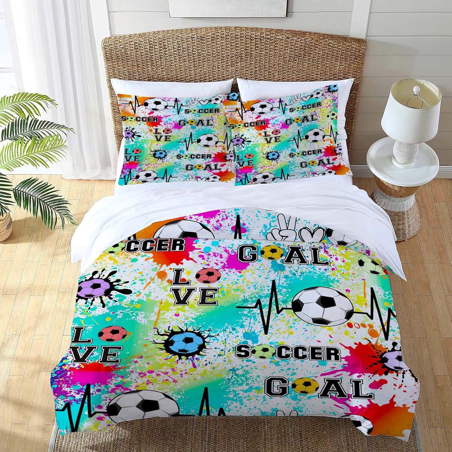 Fuzawet Soccer Comforter Set 3 Pieces Twin Bedding for All Ages