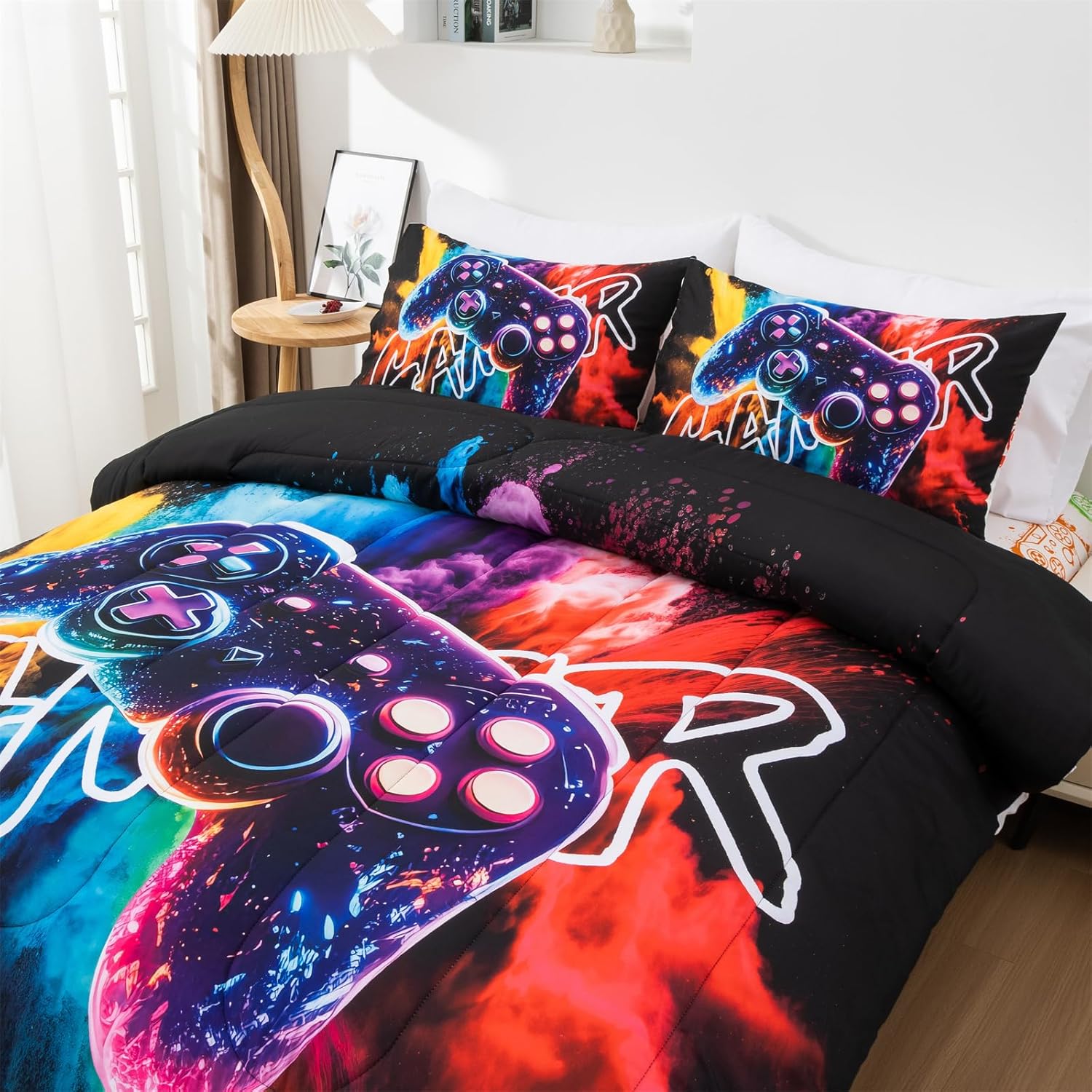 Aimuan Gamer Comforter Set for Boys 3D Gamepad Design Twin