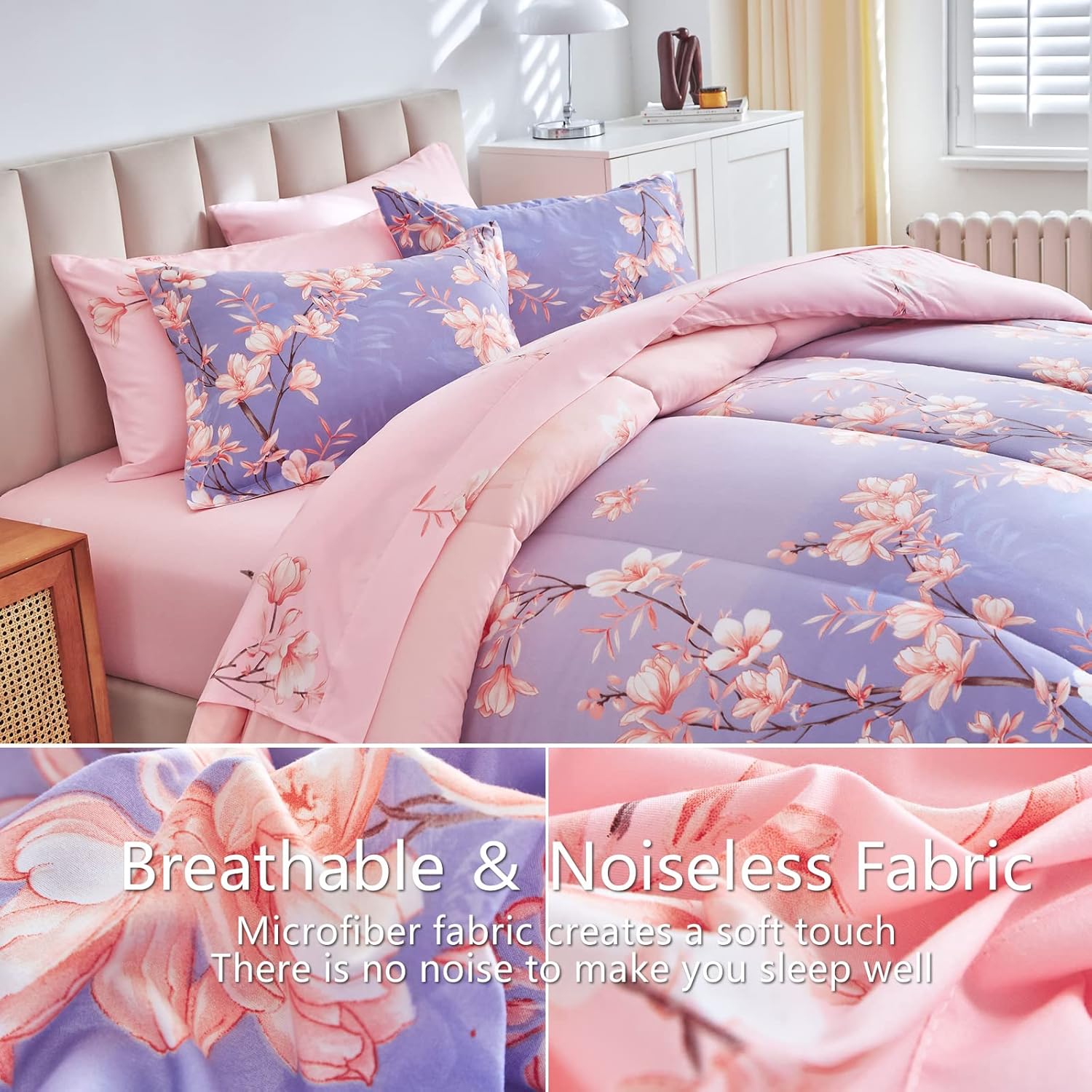 AIKASY Queen Comforter Set with Sheets 7-Pieces