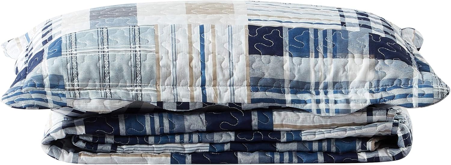 Brilliant Sunshine Plaid Stripe Quilt Set TwinTwin XL 2-Piece
