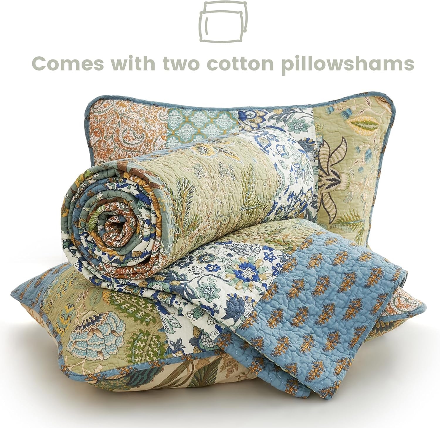 Secgo Queen Comforter Set - 100 Cotton Reversible Patchwork