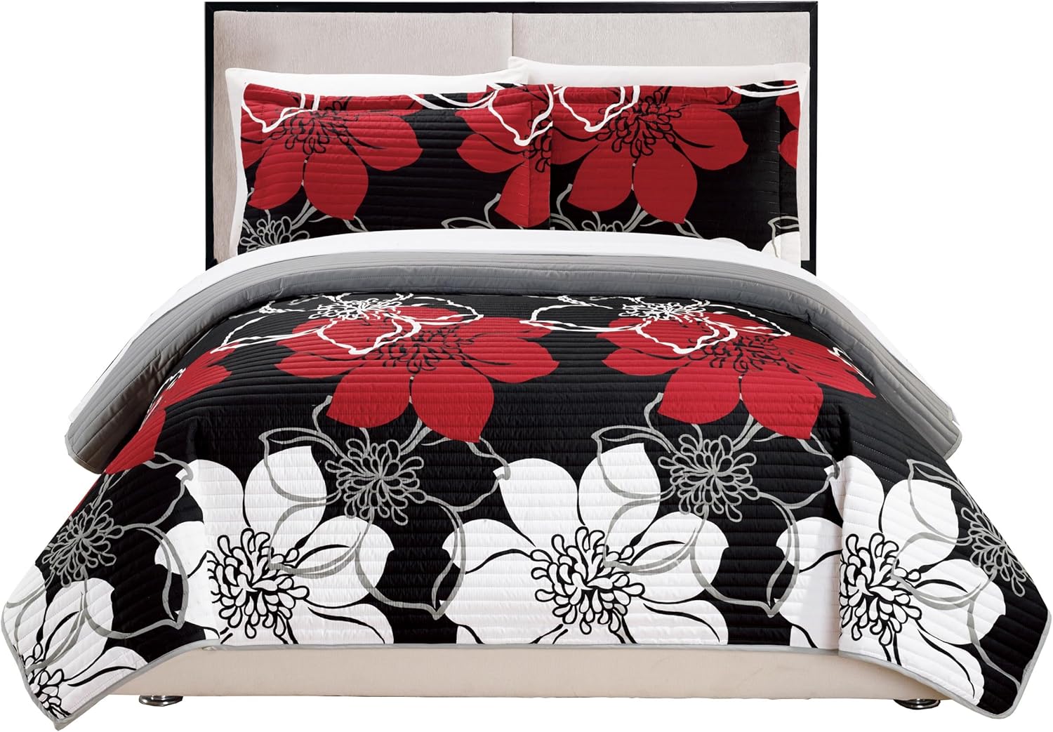 Chic Home QS2807-AN Woodside Quilt Set Twin Black 1