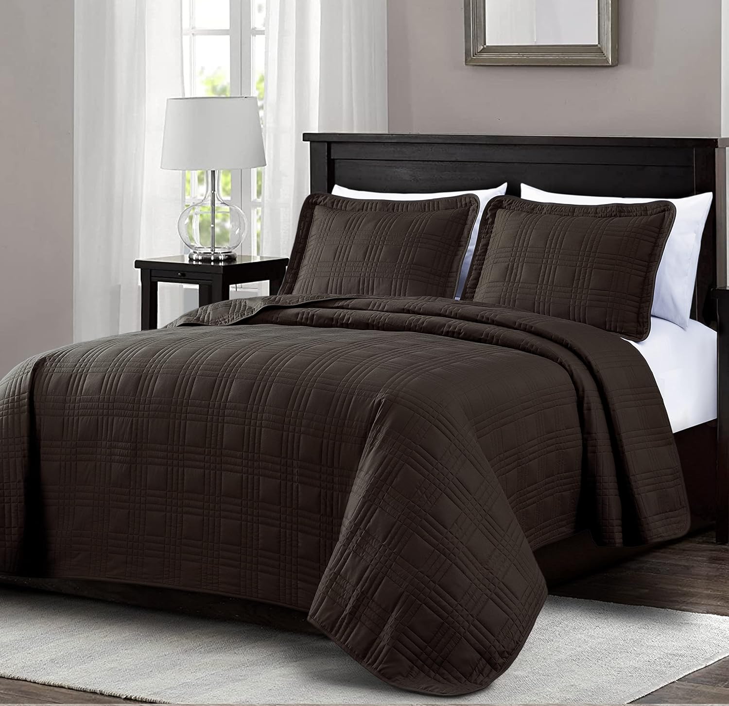 Chezmoi Collection Kingston Queen Size Bedspread Set 3-Piece