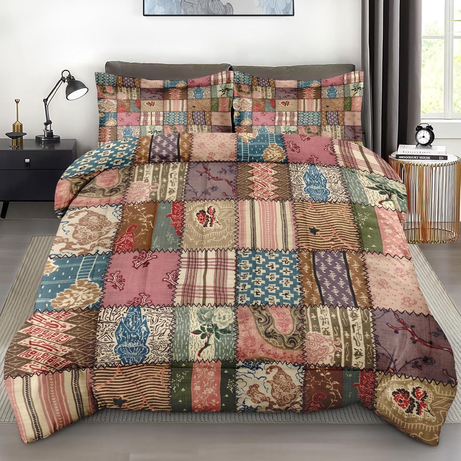 Pamnest Comforter Set Full Size Geometric Plaid