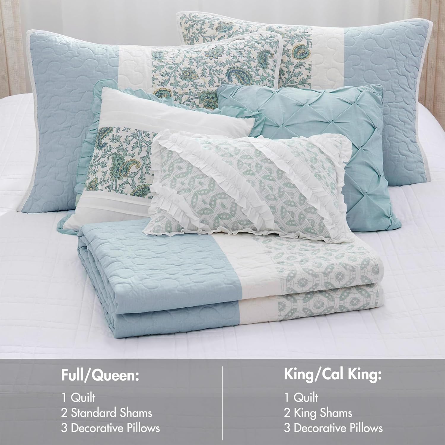 Madison Park Cotton Quilt Set Shabby Chic Floral Print