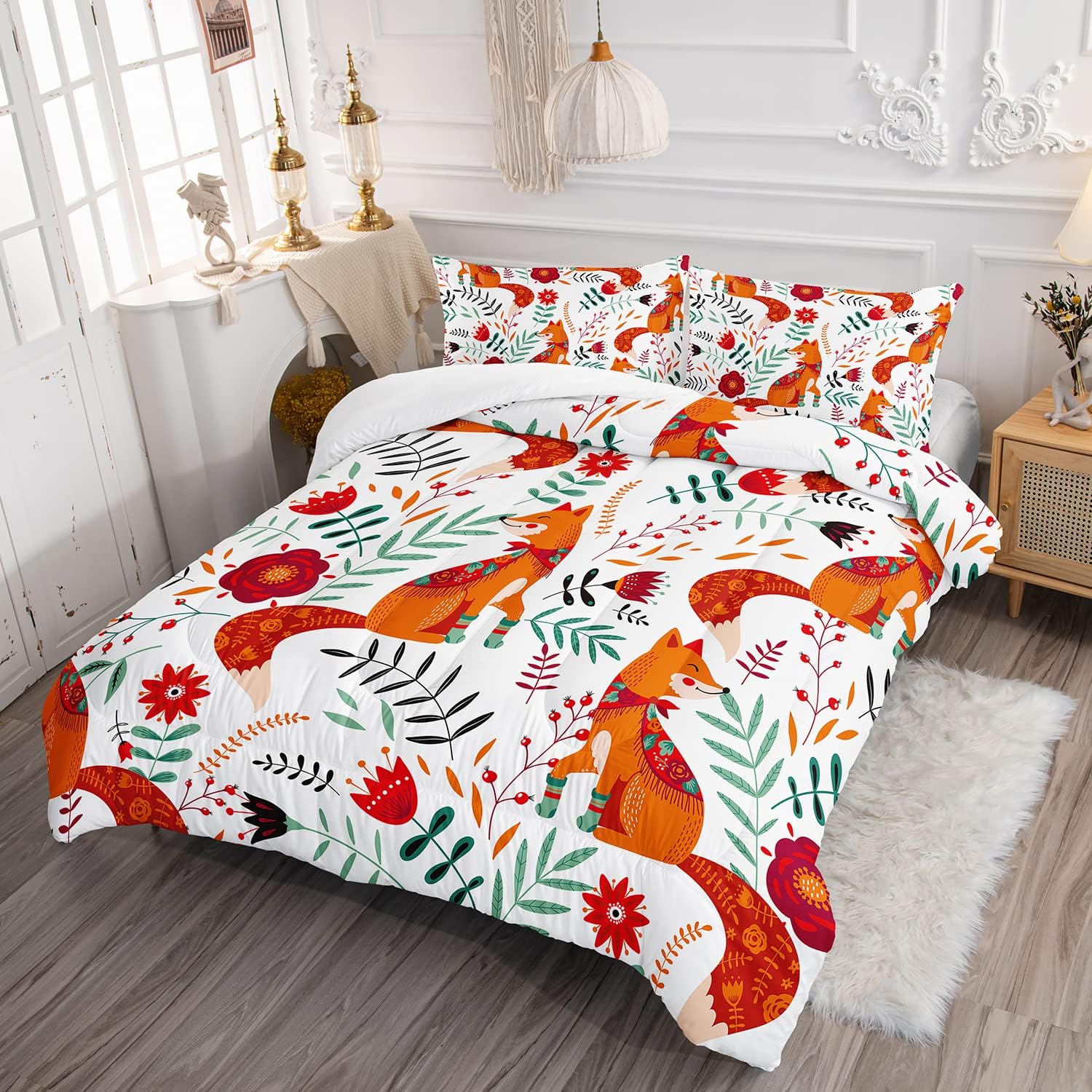 Cartoon Fox 3-Piece Comforter Set for Kids