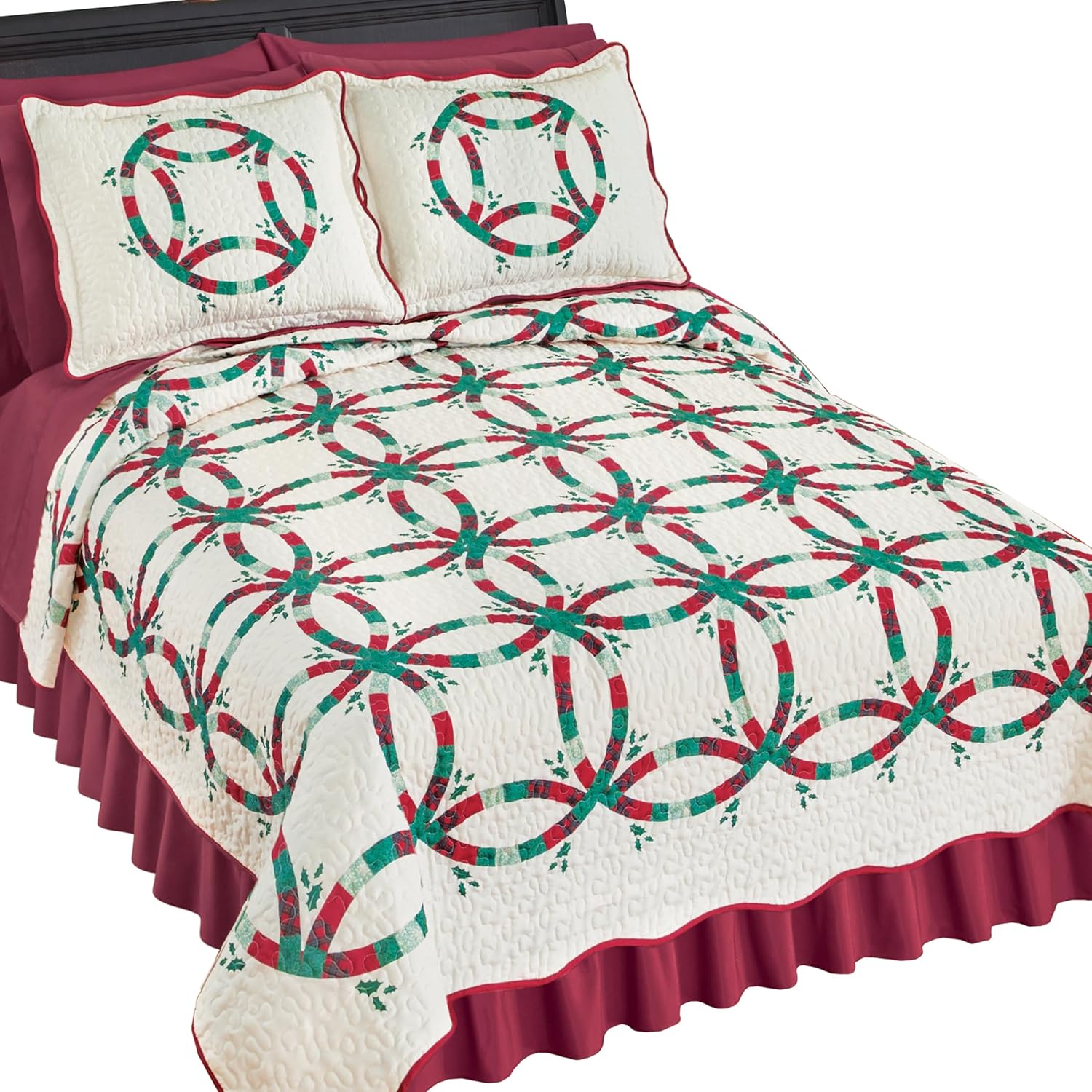 Collections Etc Christmas Ring Patchwork Quilt Multi Twin