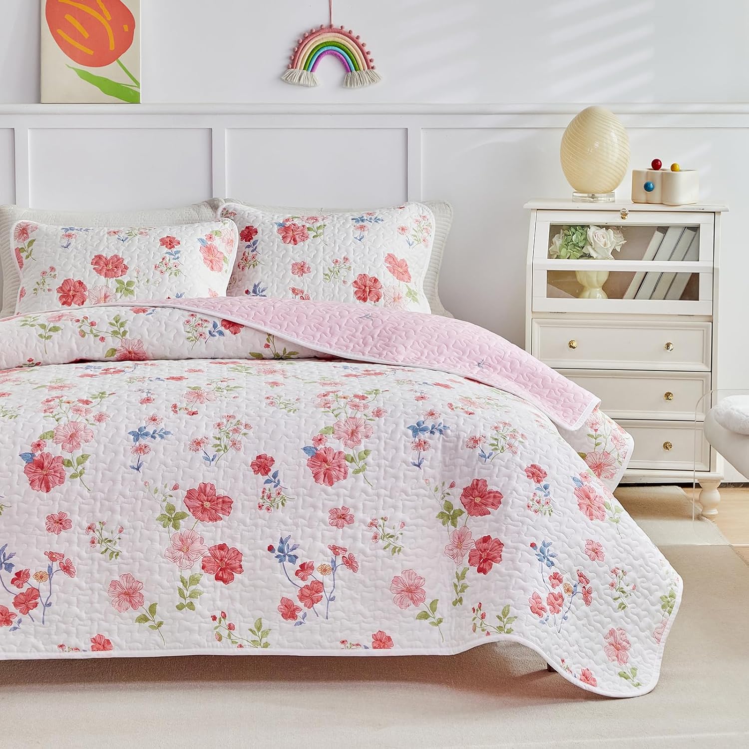 Joyreap 2-Piece Floral Cotton Quilt Set Twin Size