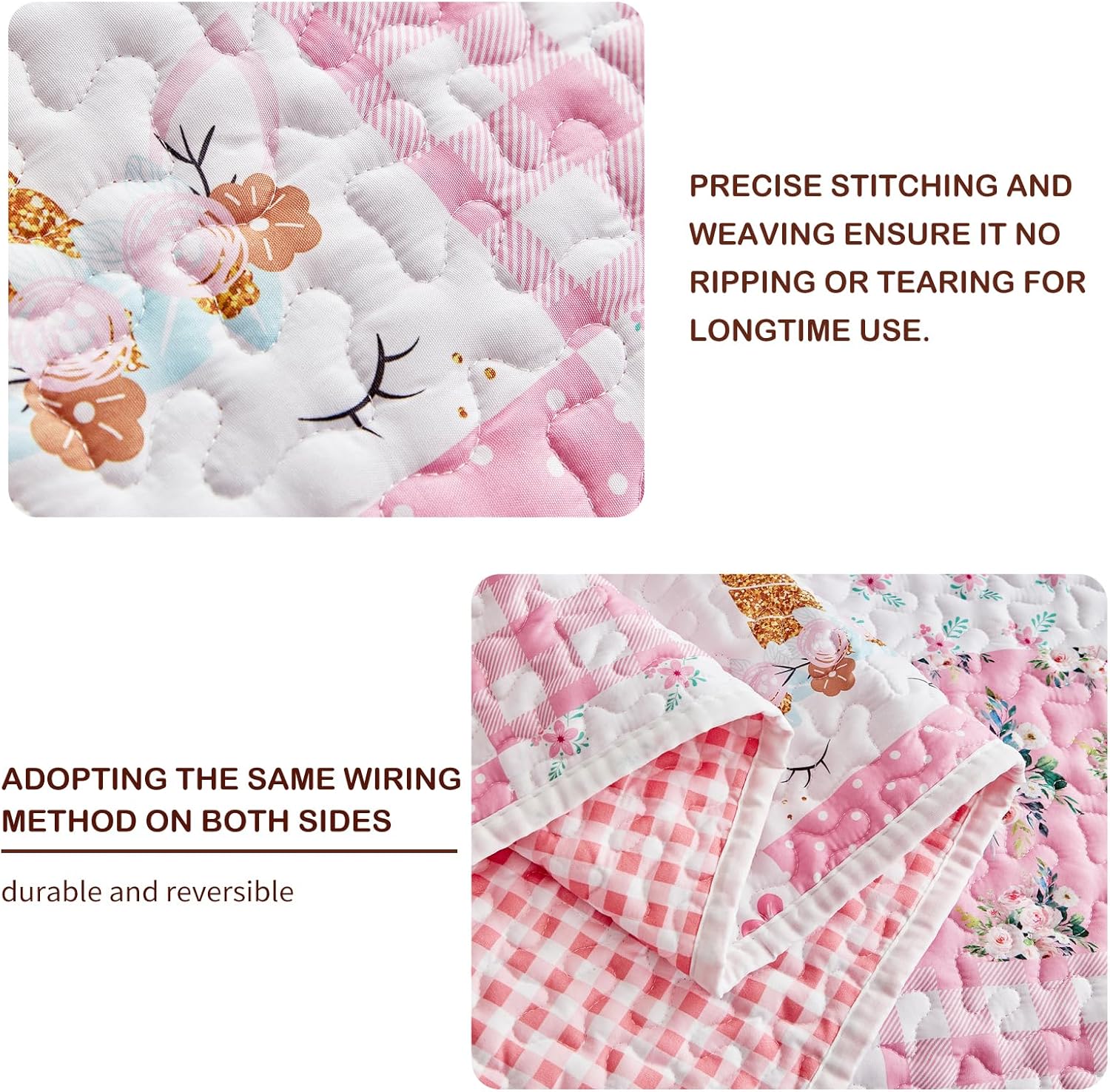 Joyreap Twin Quilt Set for Girls Pink Butterflies Flowers Design
