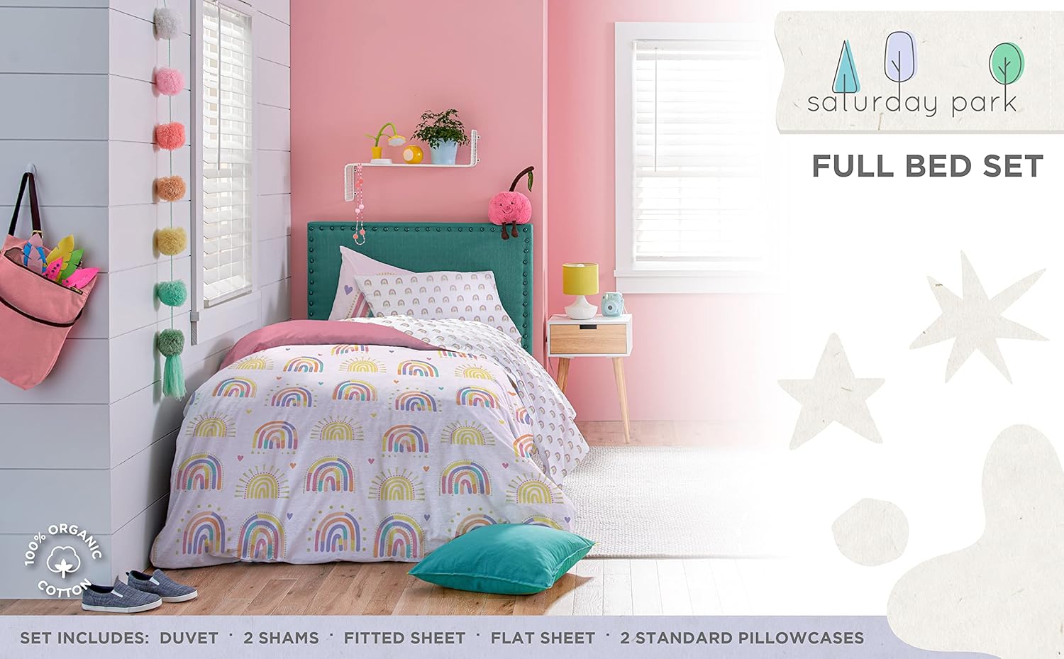 Saturday Park Doodle Rainbow Full Bed Set - 7 Piece